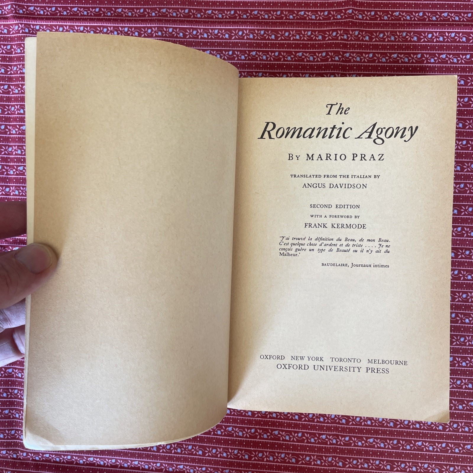 The Romantic Agony, 2nd Edition by Mario Praz, trans. A. Davidson (1979 VTG PB)