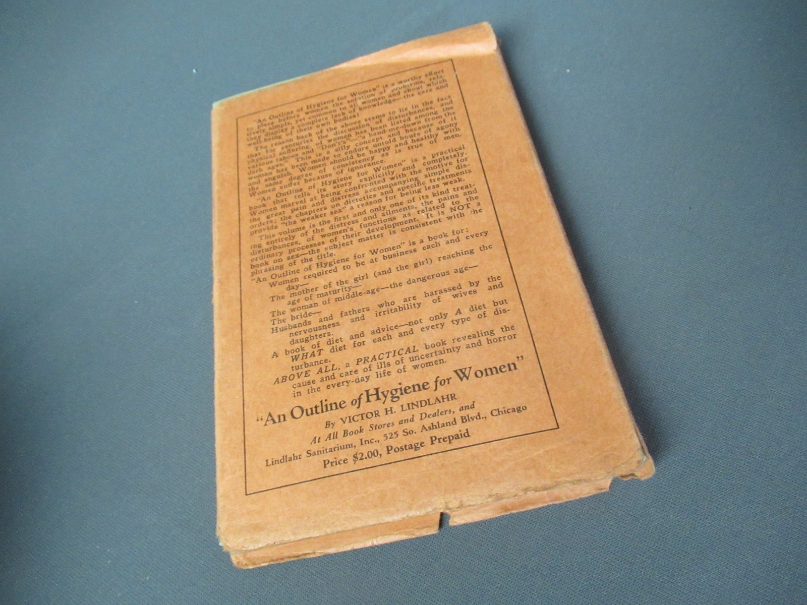 An Outline Of Hygiene For Woman Book By Dr V.H. Lindlahr – 1928 154 Pages aa6 jk