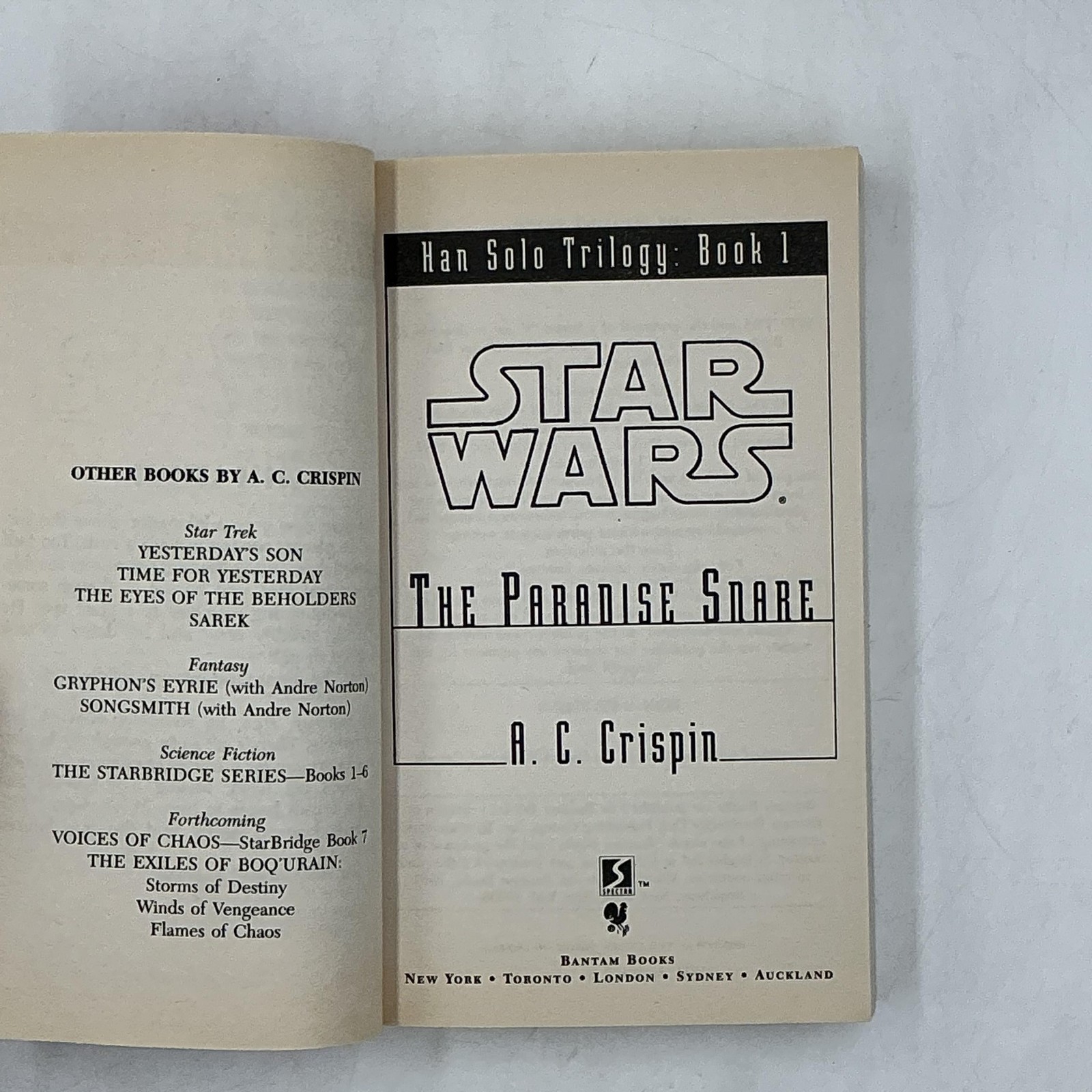 Star Wars: The Han Solo Trilogy A. C. Crispin Books Paperback 1997 3-Book Lot