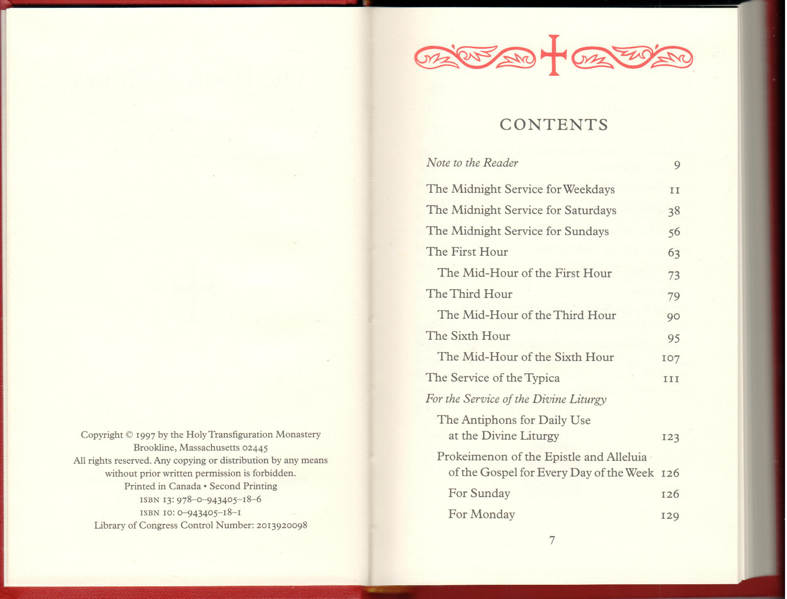 Book of Hours (Pocket Sized) by Holy Transfiguration Monastery (Hard Cover) -NEW