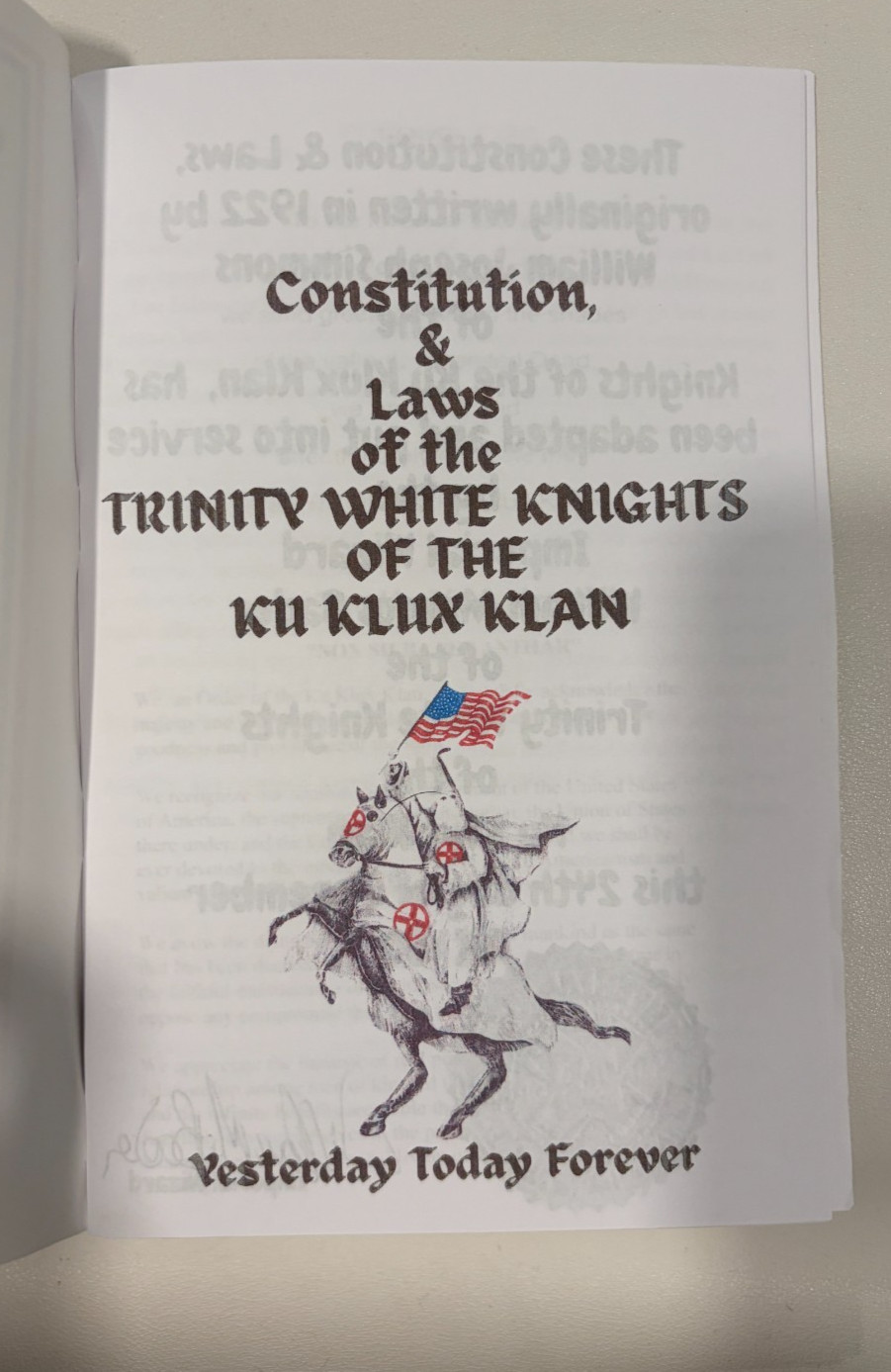Constitution and Laws of the Trinity White Knights by William Bader SB