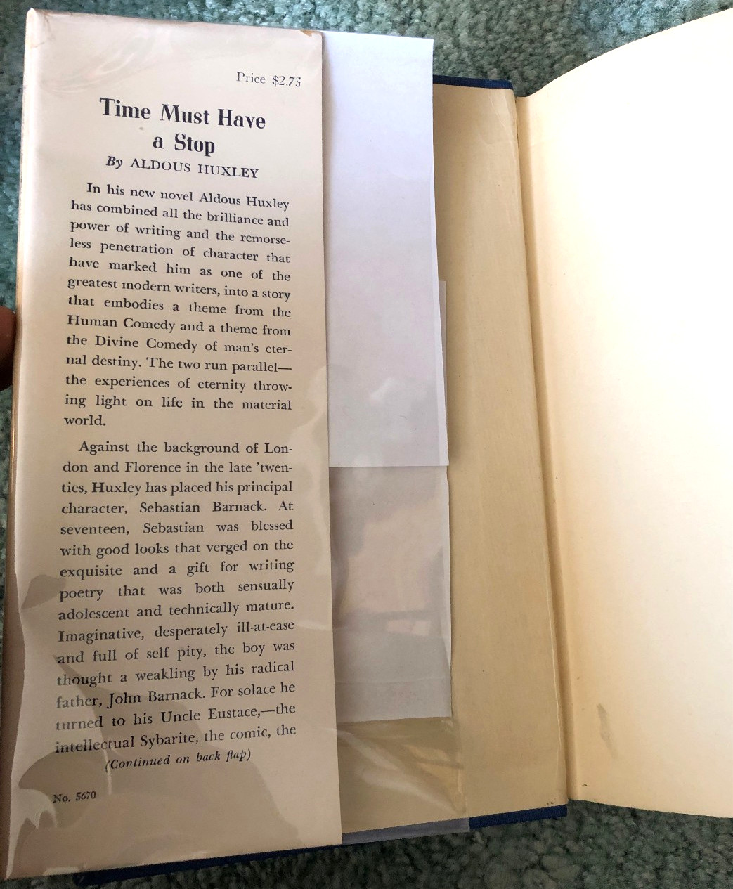 Time Must Have a Stop, Aldous Huxley, 1944 Harper and Brothers hardcover