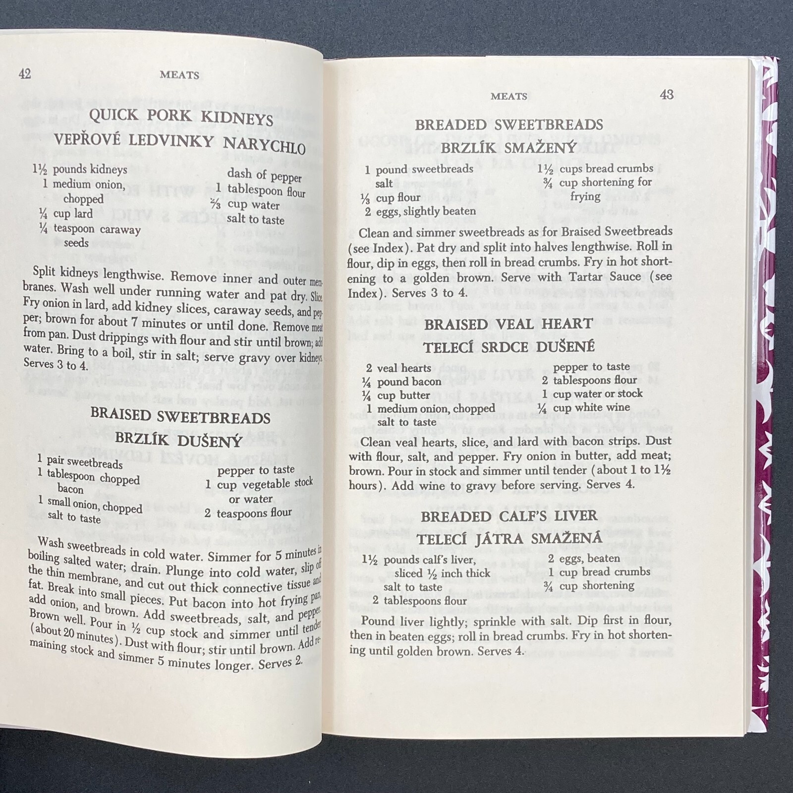 The Czechoslovak Cookbook Joza Brizova ©1965 39th Printing HB DJ 282 pages