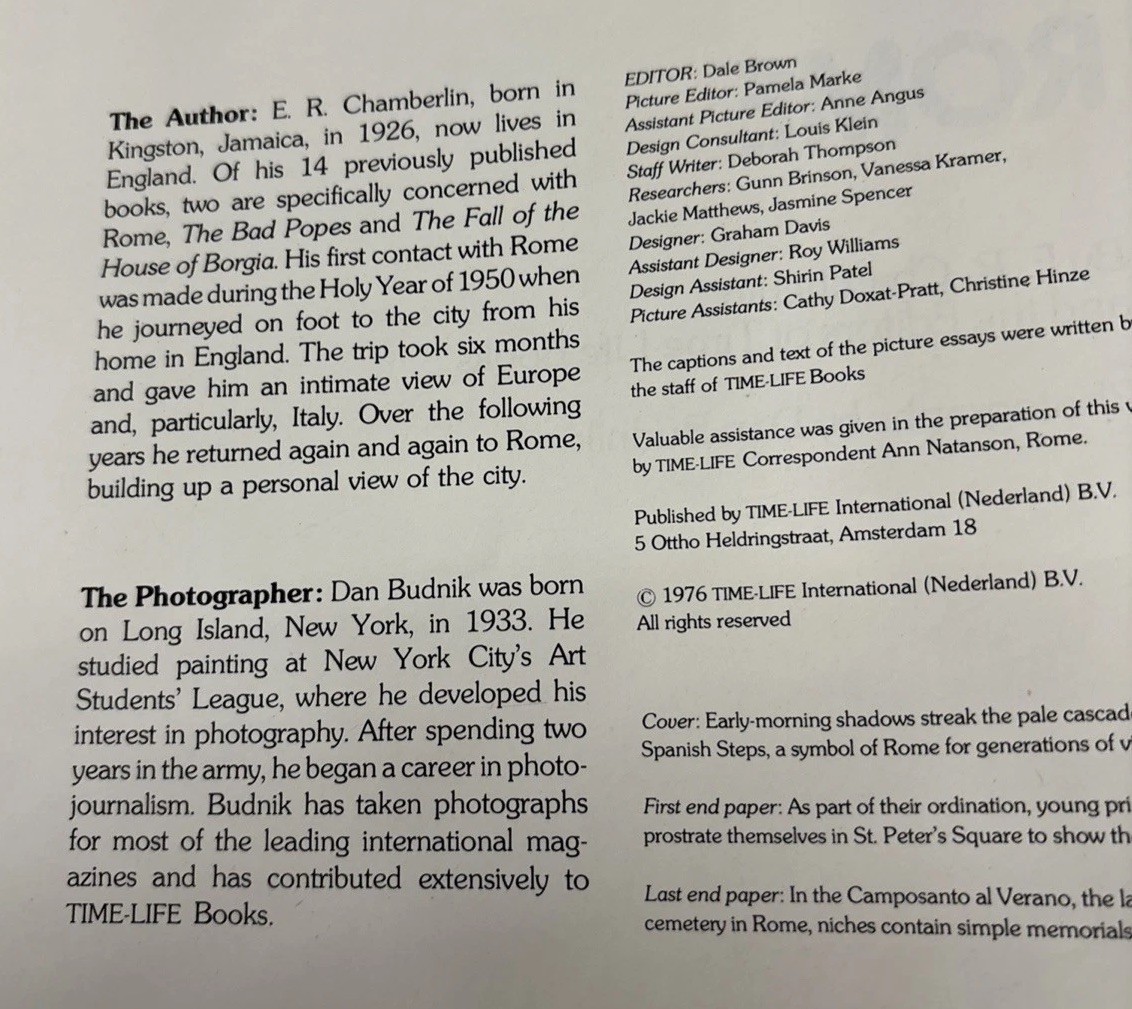 Time Life Books – The Great Cities: Rome, VTG 1976 Hardcover Book