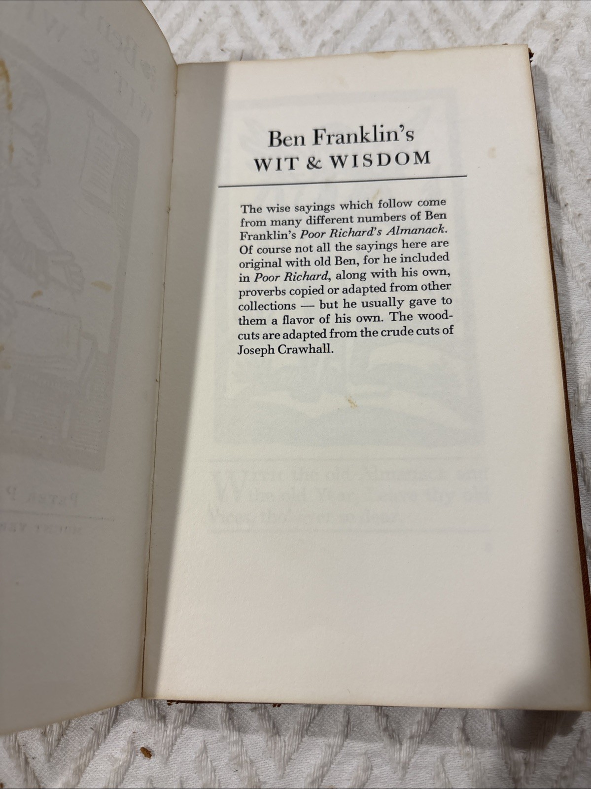 Franklins Wit & Wisdom Leather bound With Wood Cuts From James Crawhill
