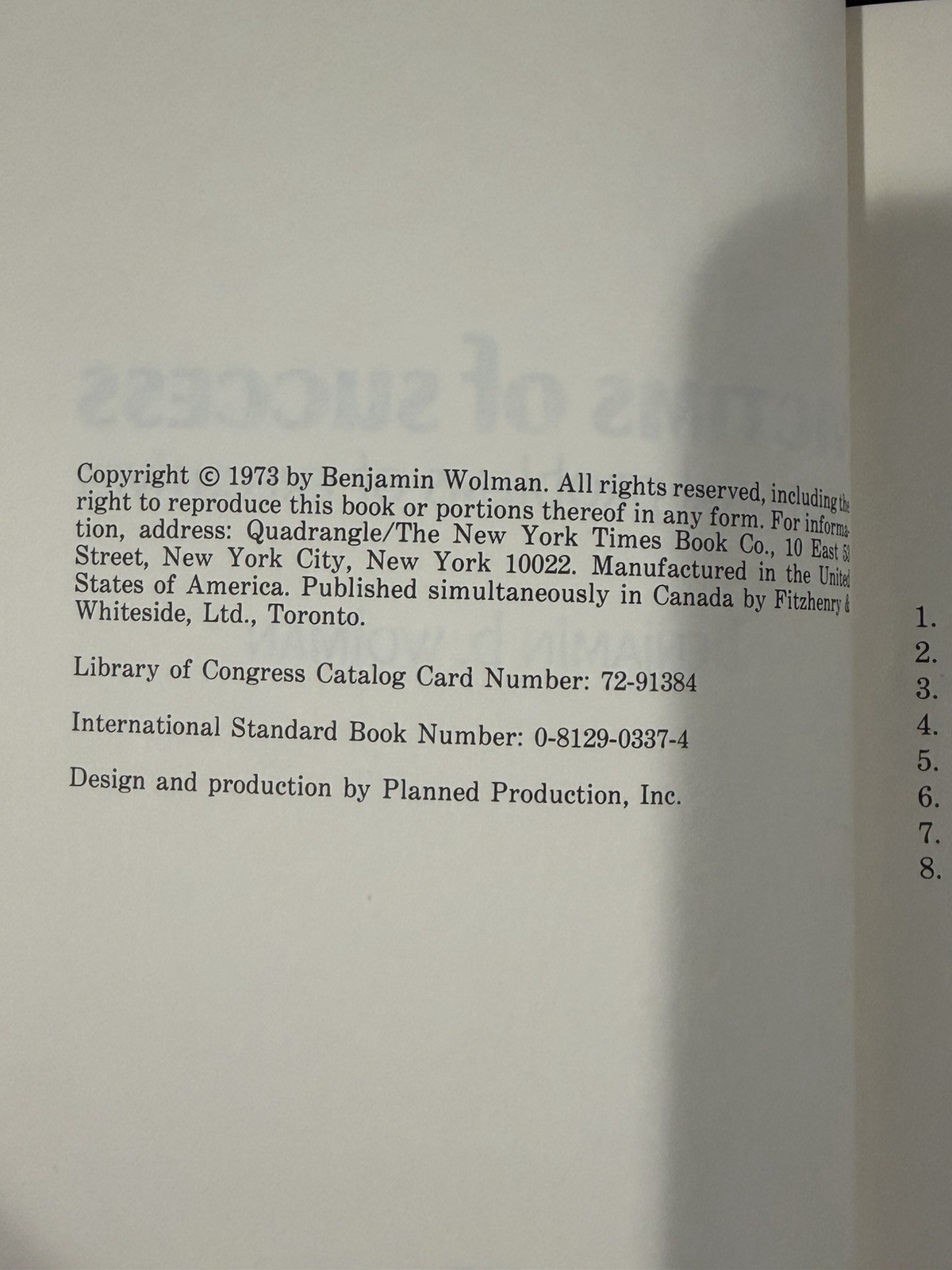 Victims of Success: Emotional Problems of Executives by Benjamin B. Wolman