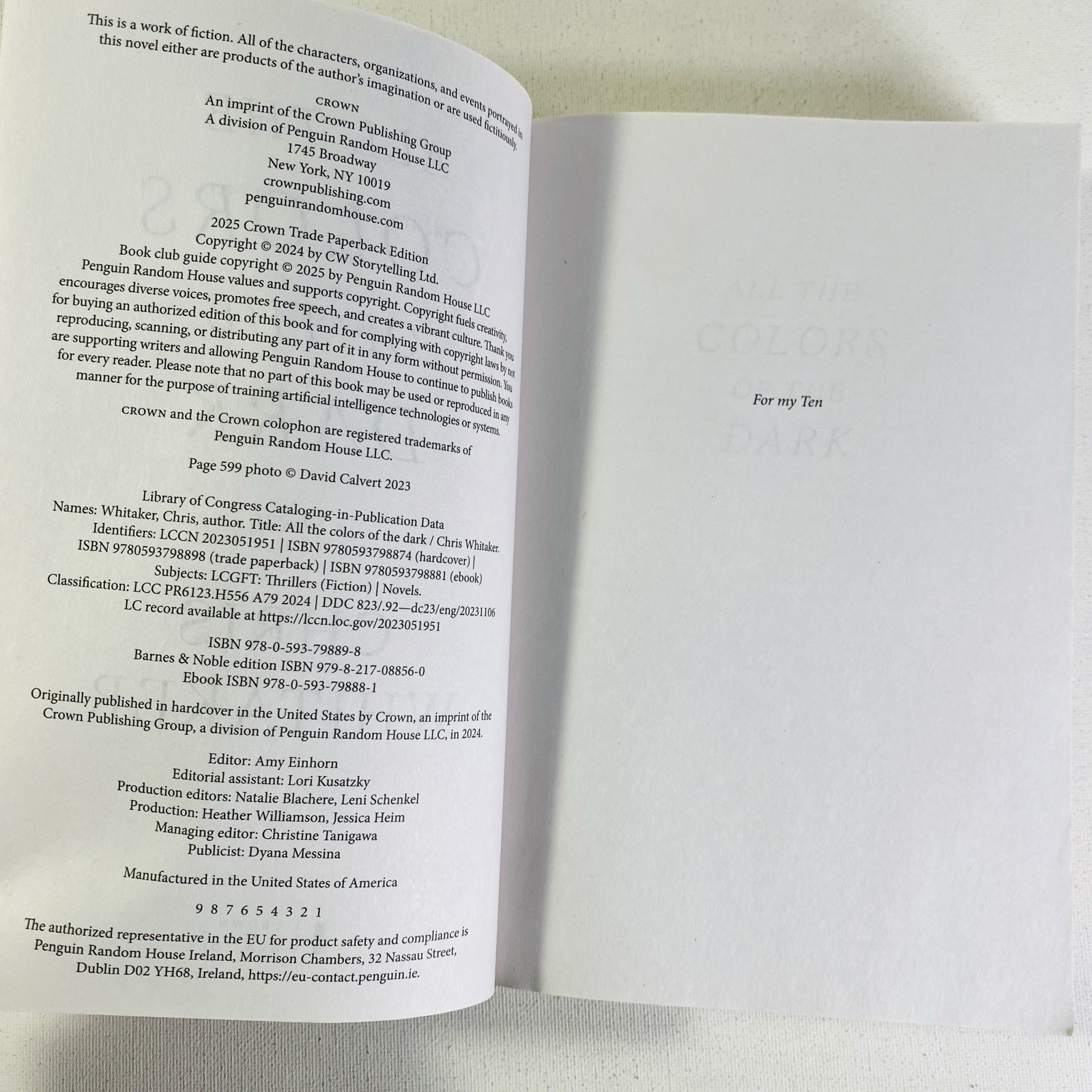 All the Colors of the Dark by Chris Whitaker 2025, Trade Paperback