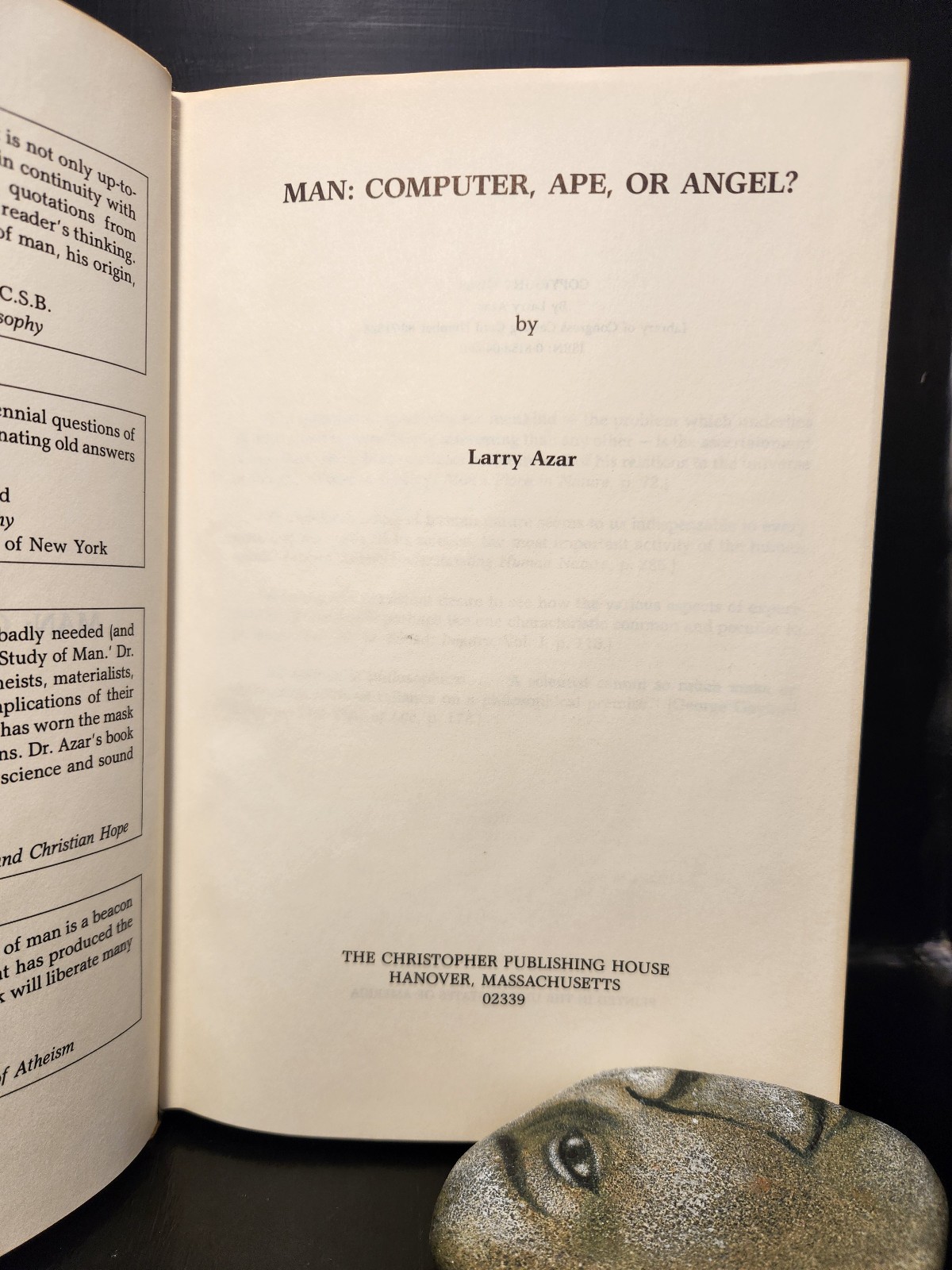 1st, 1st Review Copy / Man: Computer, Ape or Angel? / Larry Azar / 1989 HC DJ