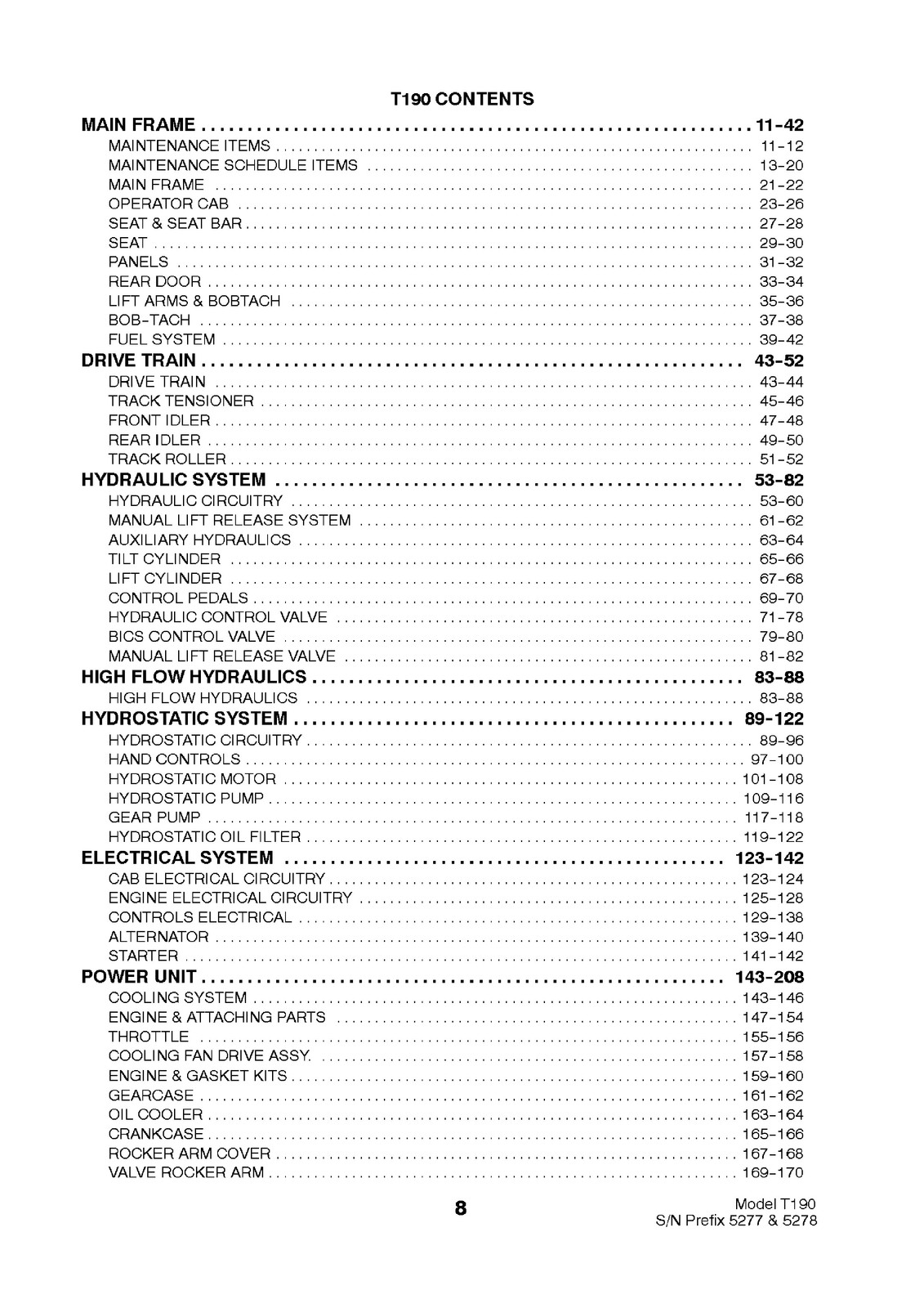 BOBCAT T190 Parts Manual 2004 SN 527711001 Up – STEEL WIRE BOUND – TOUGH COVERS