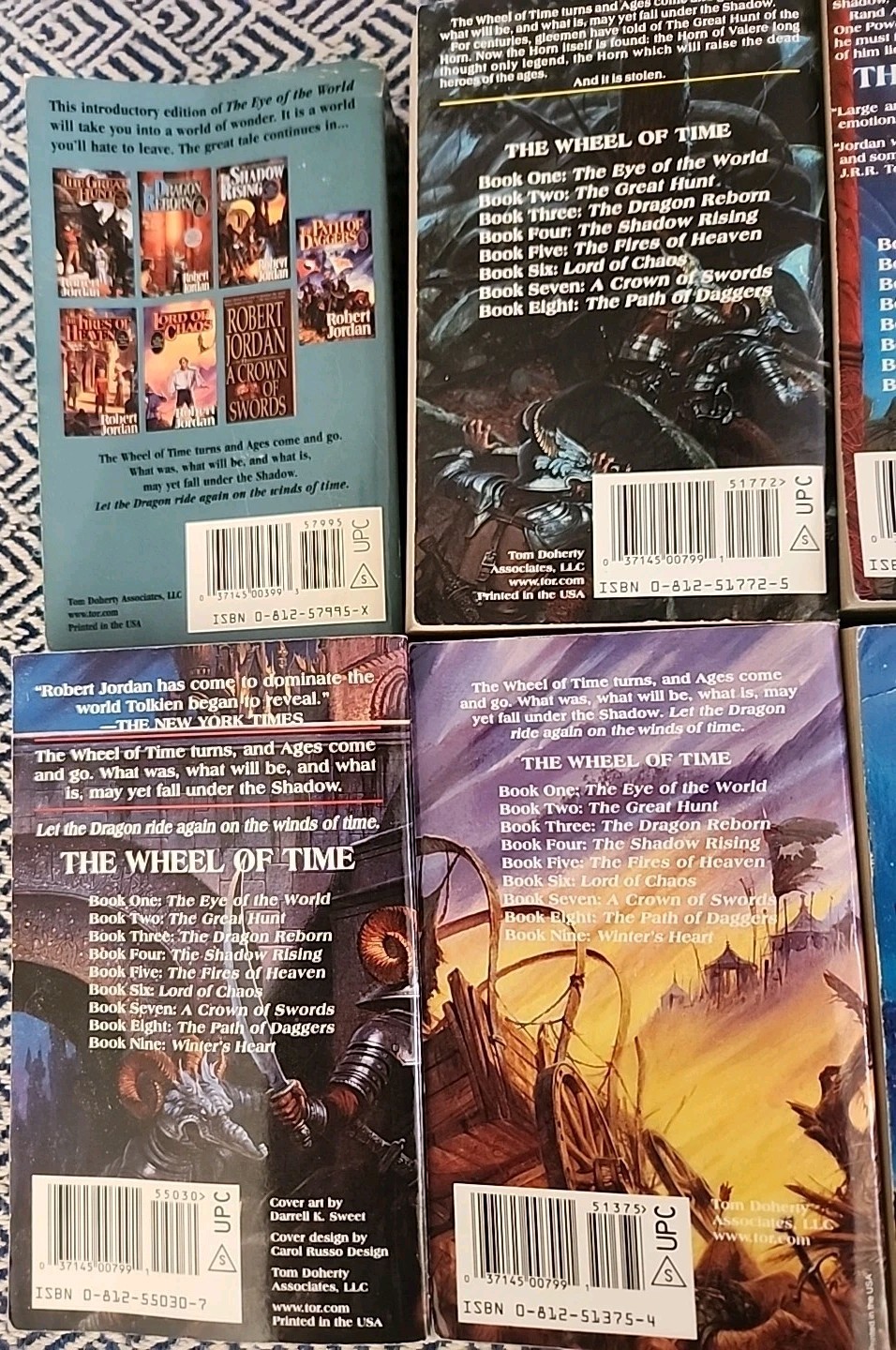 Robert Jordan the Wheel of Time Book Lot Books 1,2,3,4,5,6,7,8 Used