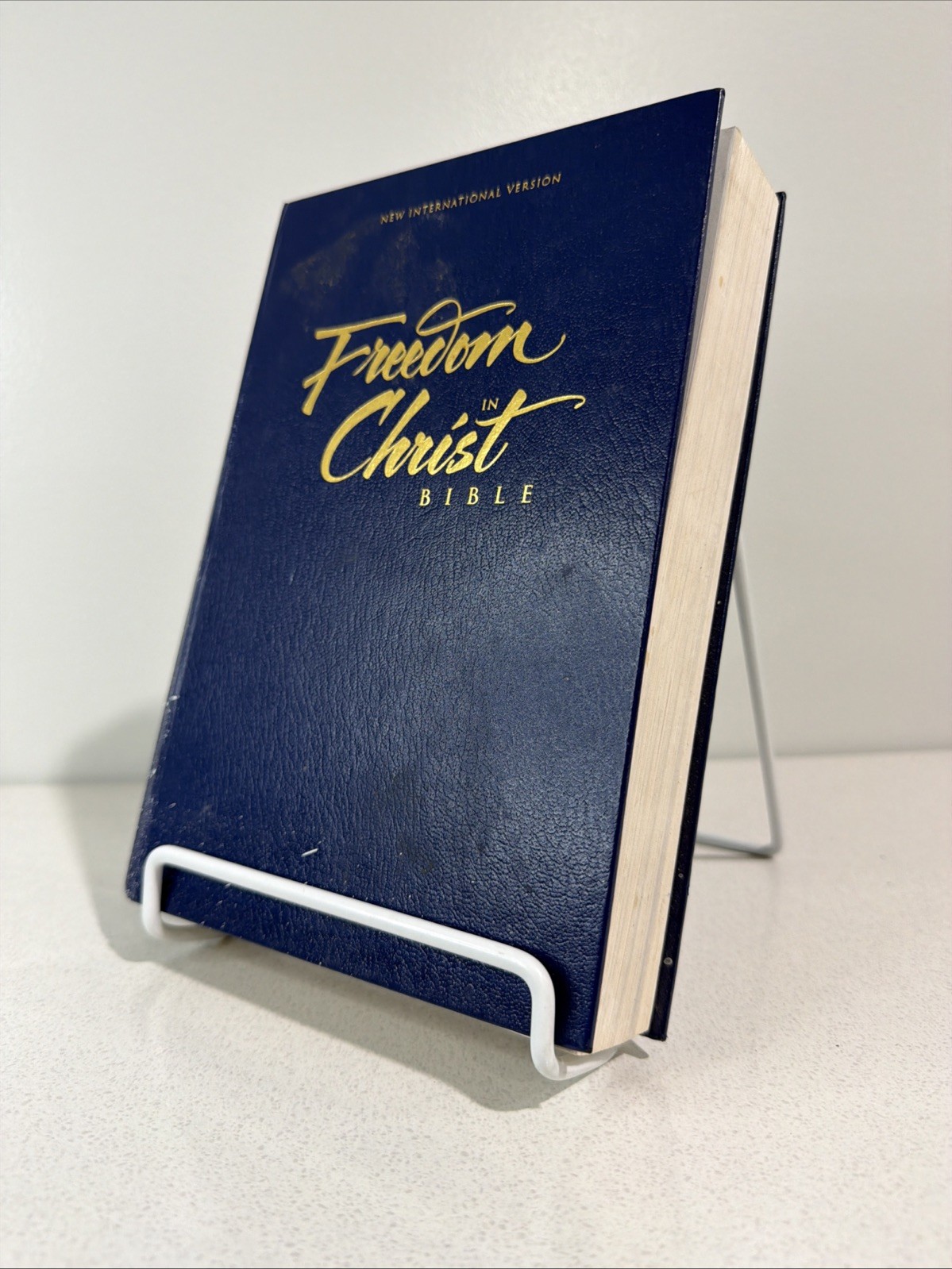 Freedom in Christ Bible by Zondervan Staff Blue 2001 Paint Splatter On Book