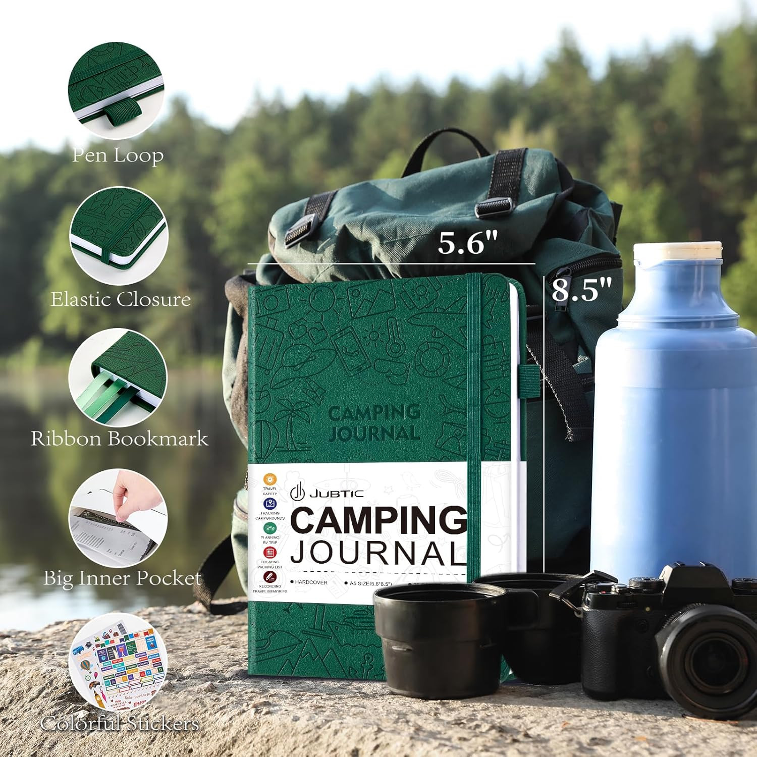 Camping Journal and RV Travel Log Book, A5 Adventure Journal for 25 Camping, Hik