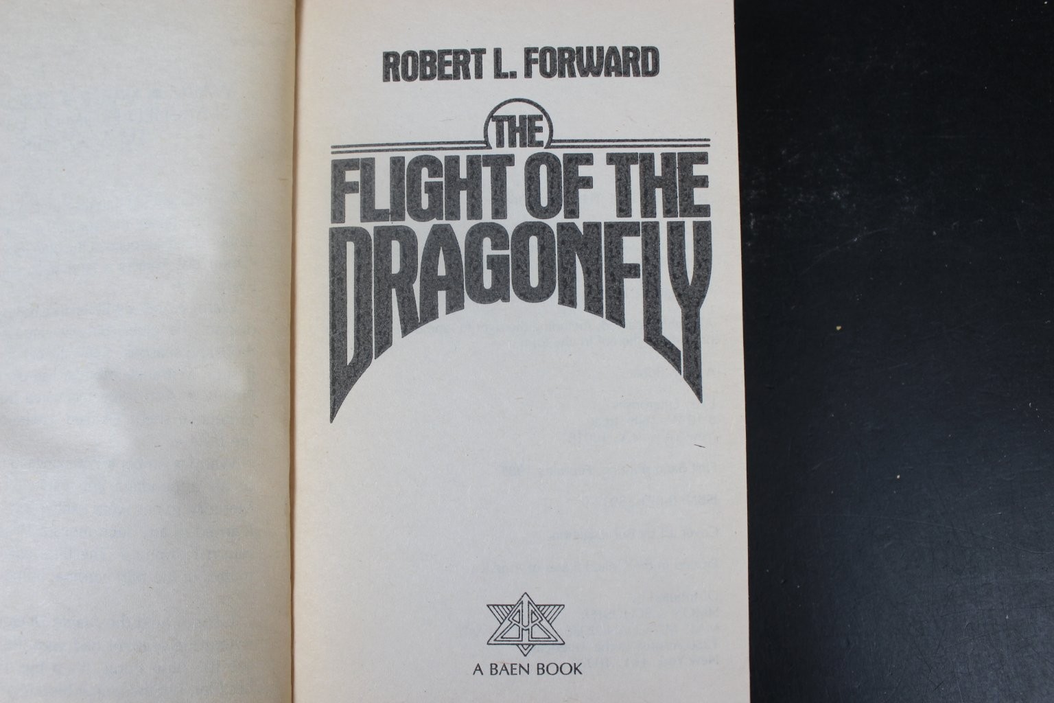The Flight of the Dragonfly Robert L. Forward 1985 First Baen Printing Sci-Fi PB