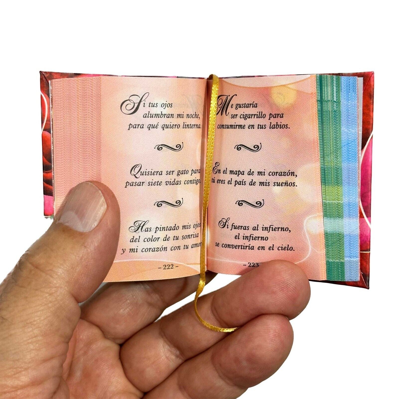 beautiful Frases de Amor Spanish hardcover 2.65″ high mini book 440 color pages