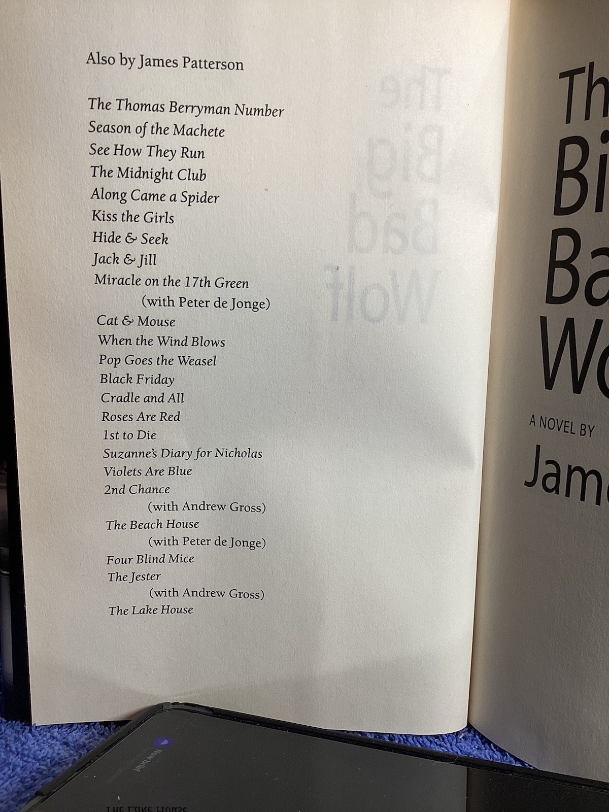 Novel “The Big Bad Wolf “ James Patterson 2003 390 Pages Little/Brown/& Co.