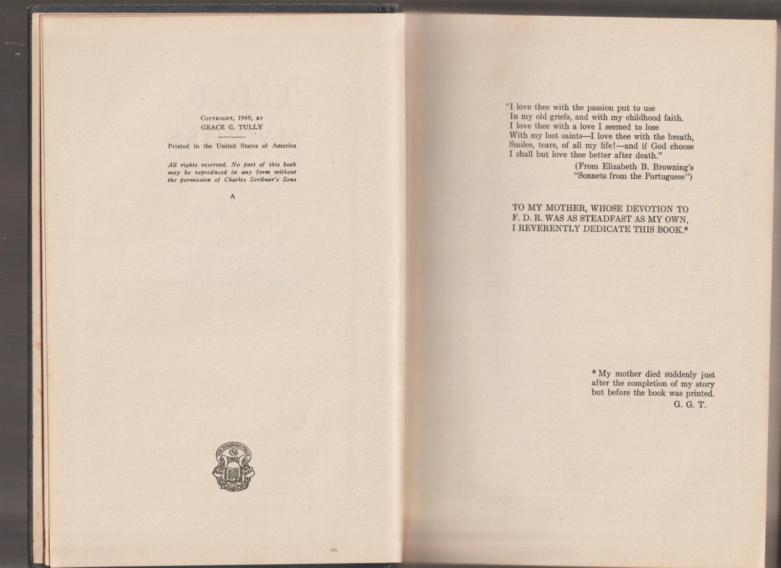 F.D.R. MY BOSS – Grace Tully 1949, Hardcover