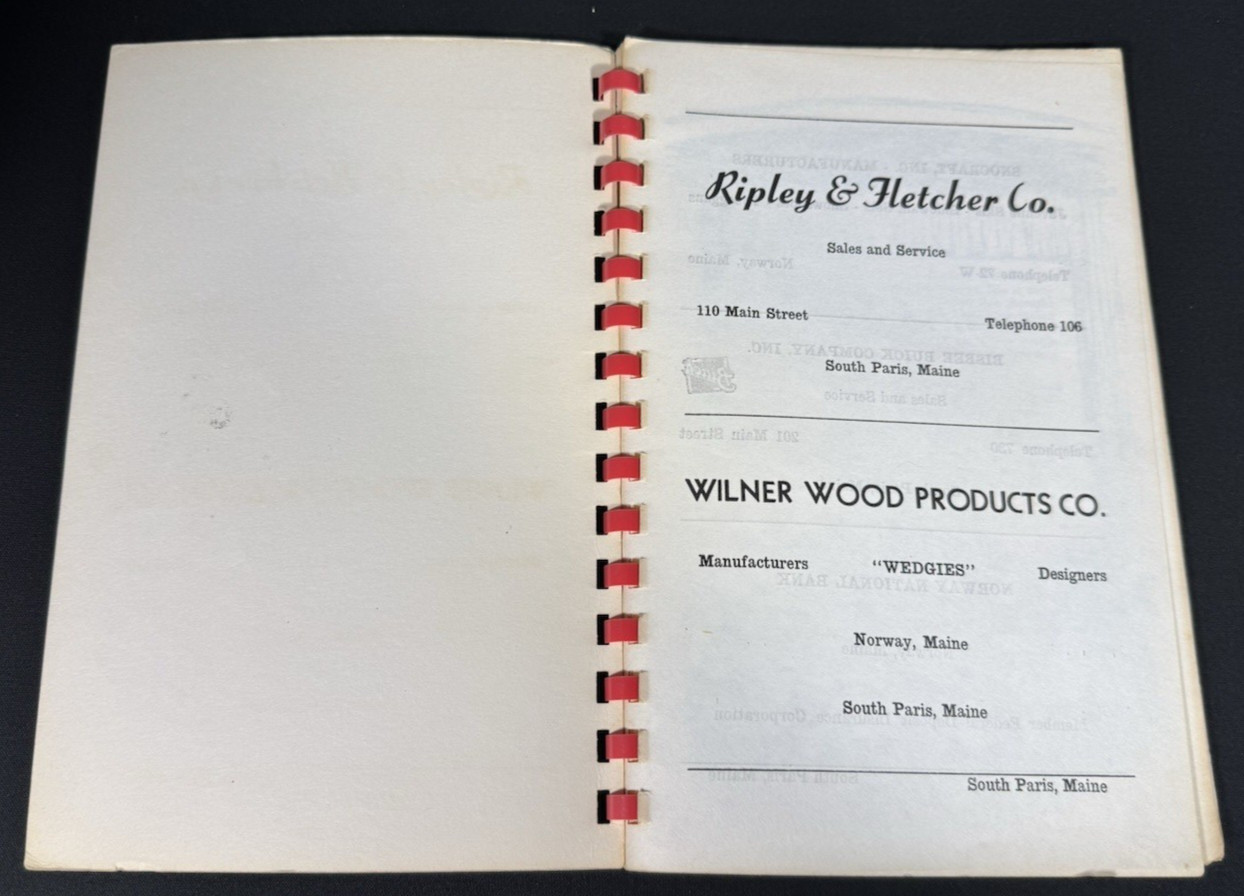 1953 Personal Recipes WSCS Methodist Church South Paris Maine Spiral Bound