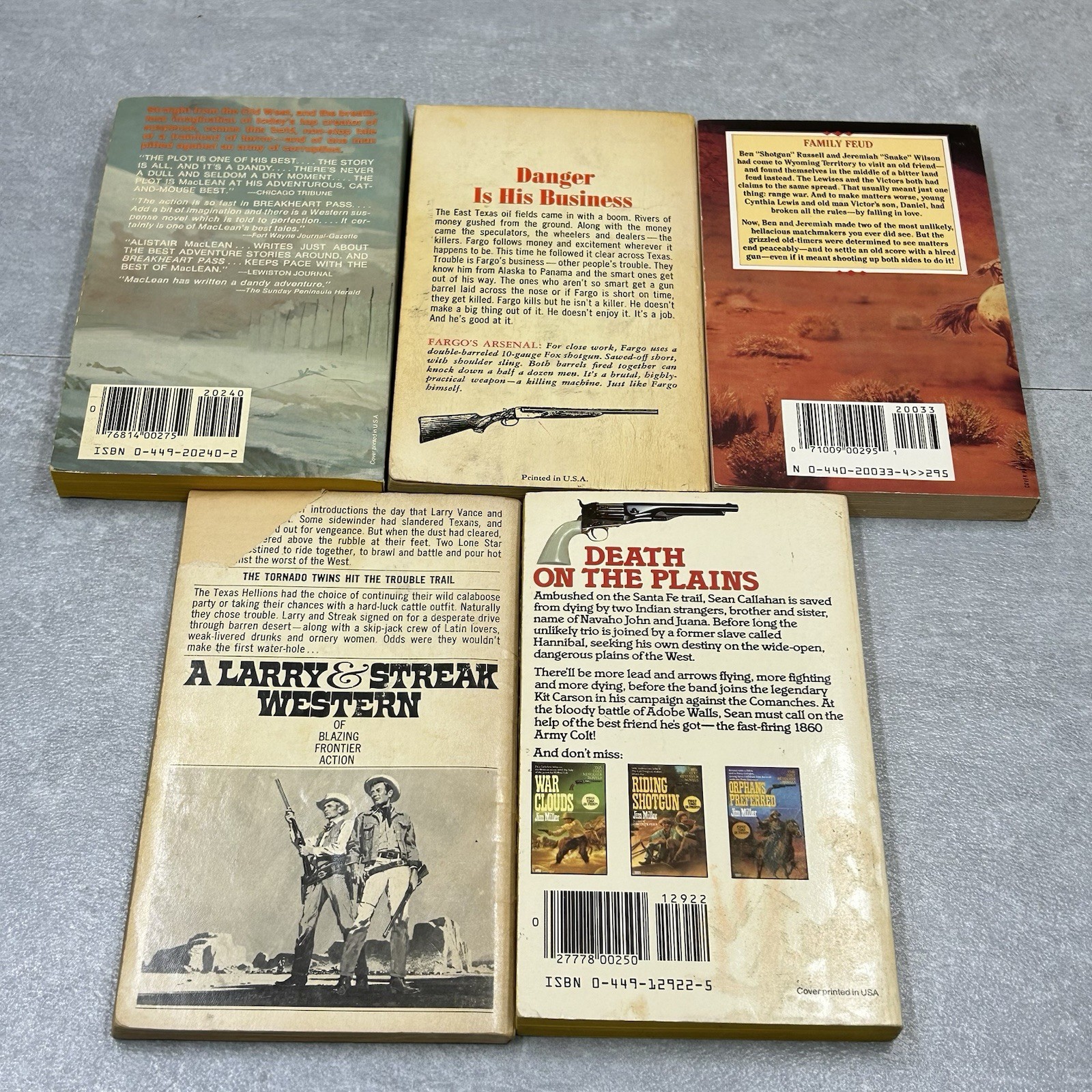Lot of 5 Paperback Western Themed Novels Book Action Adventure American Frontier