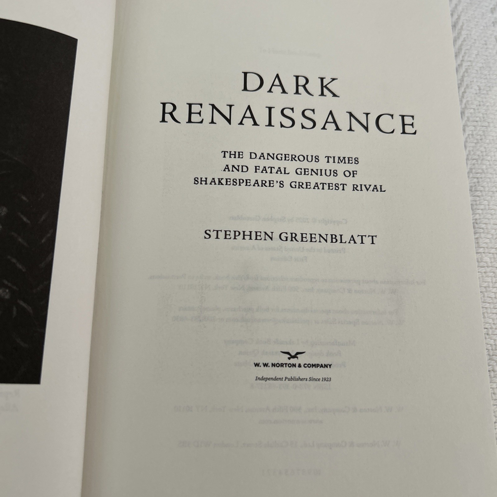 NEW – Dark Renaissance By Stephen Greenblatt (2025 Hardcover)