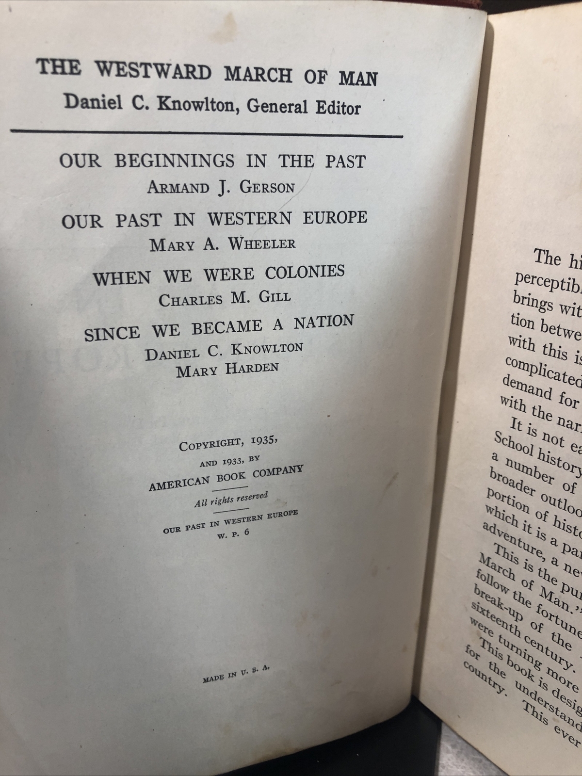 Our Past In Western Europe 1935 Hardcover Westward March of Man