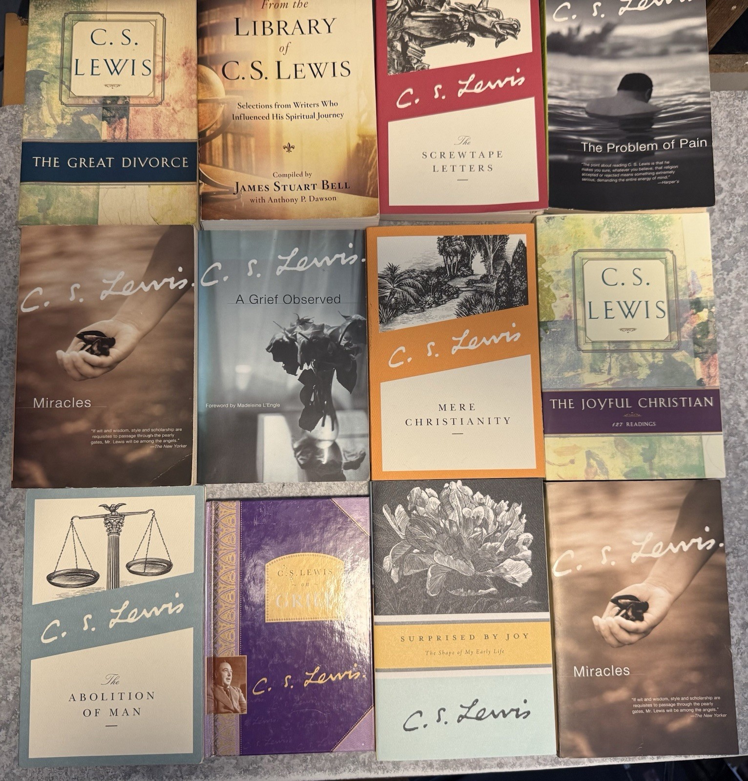 Lot Of 12 C.S. Lewis Books Screwtape Mere Christianity Problem Of Pain