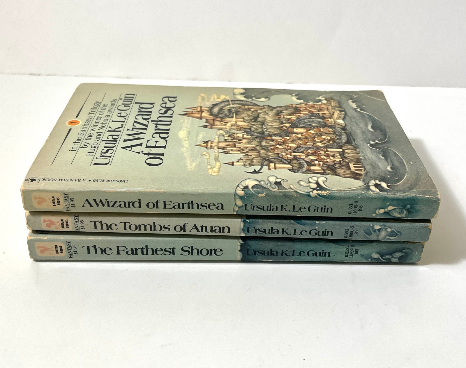 The Earthsea Trilogy by Ursula K Le Guin Paperback Books Bantam Editions 1970s