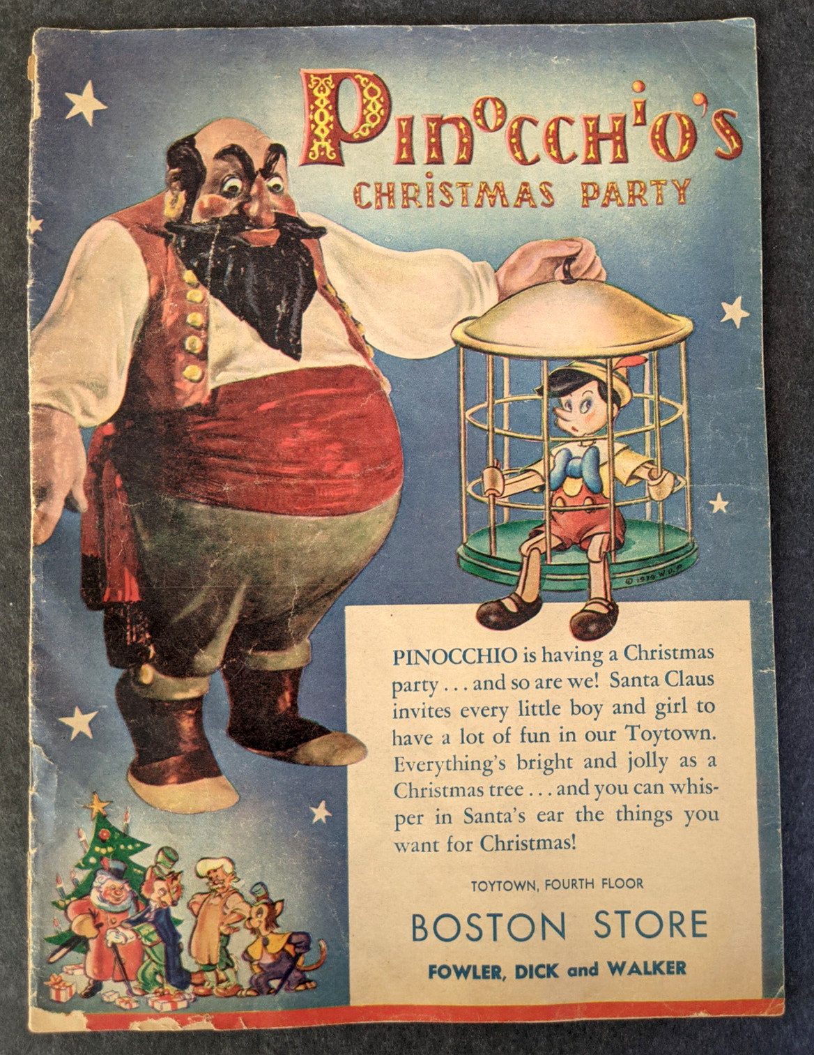 Pinocchio Pinocchio’s Christmas Party 1939 Disney Give Away Toytown Boston