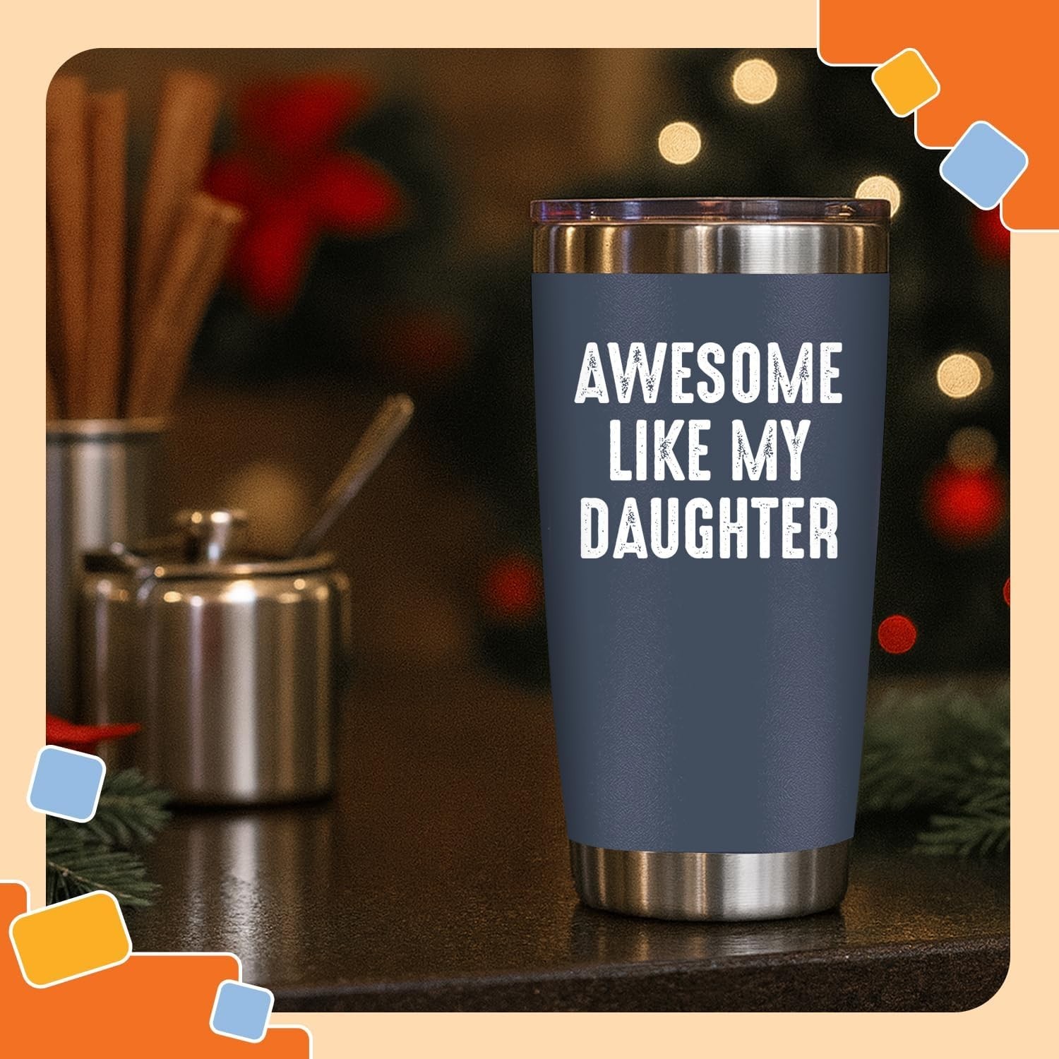 Cool 20 Oz Stainless Steel Tumbler for Dad: Gifts from Daughter, Fun Design
