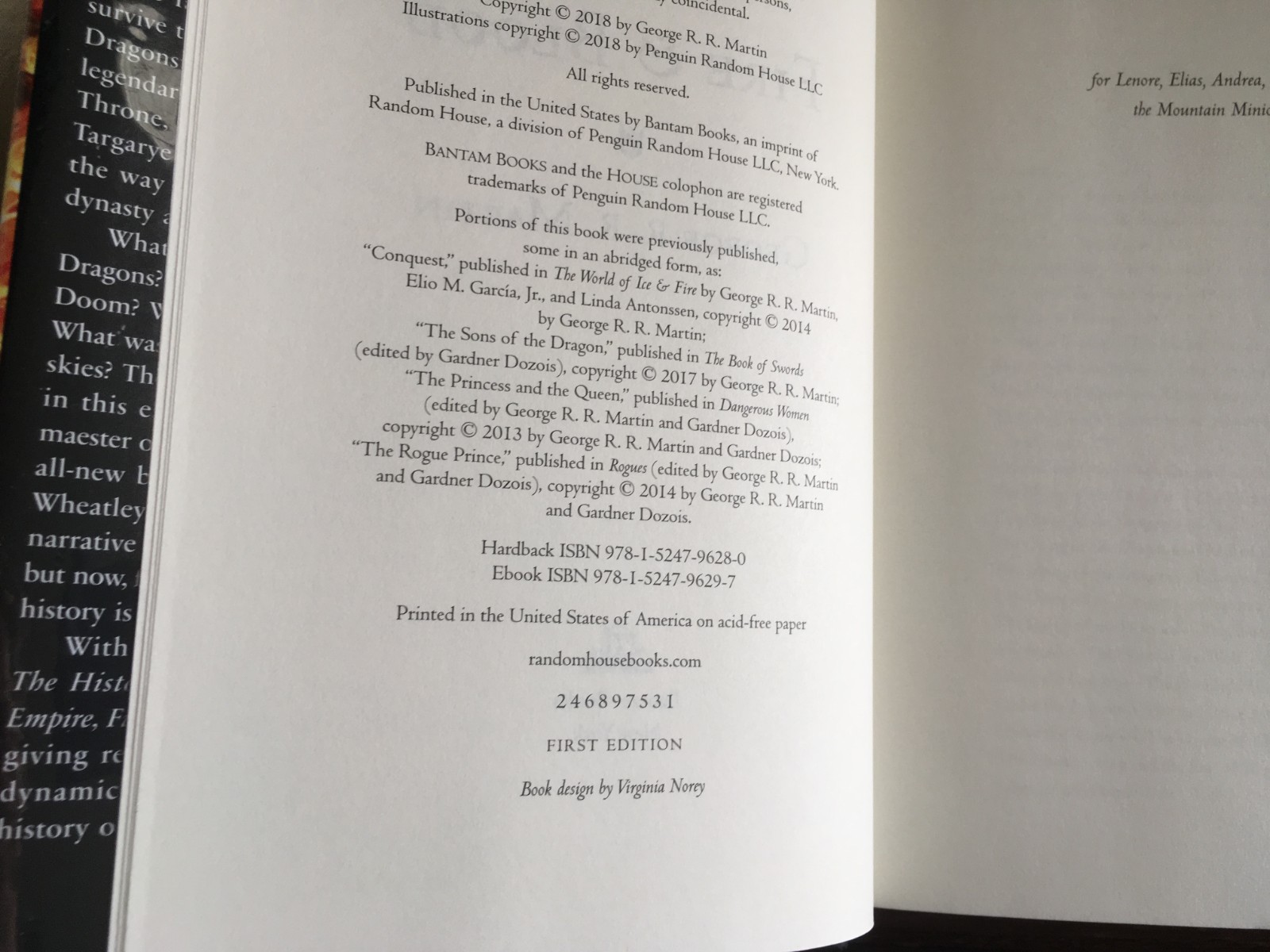 FIRE & BLOOD, George R. R. Martin, SIGNED 1st/1st print 2018 HCDJ prequel