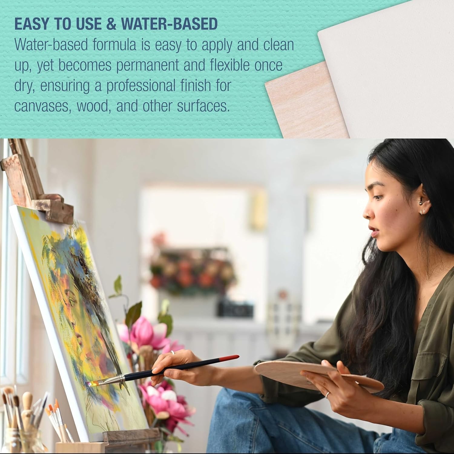 White Gesso Primer 16.9oz – Non-Toxic Gel for Artists‘ Canvas Prep