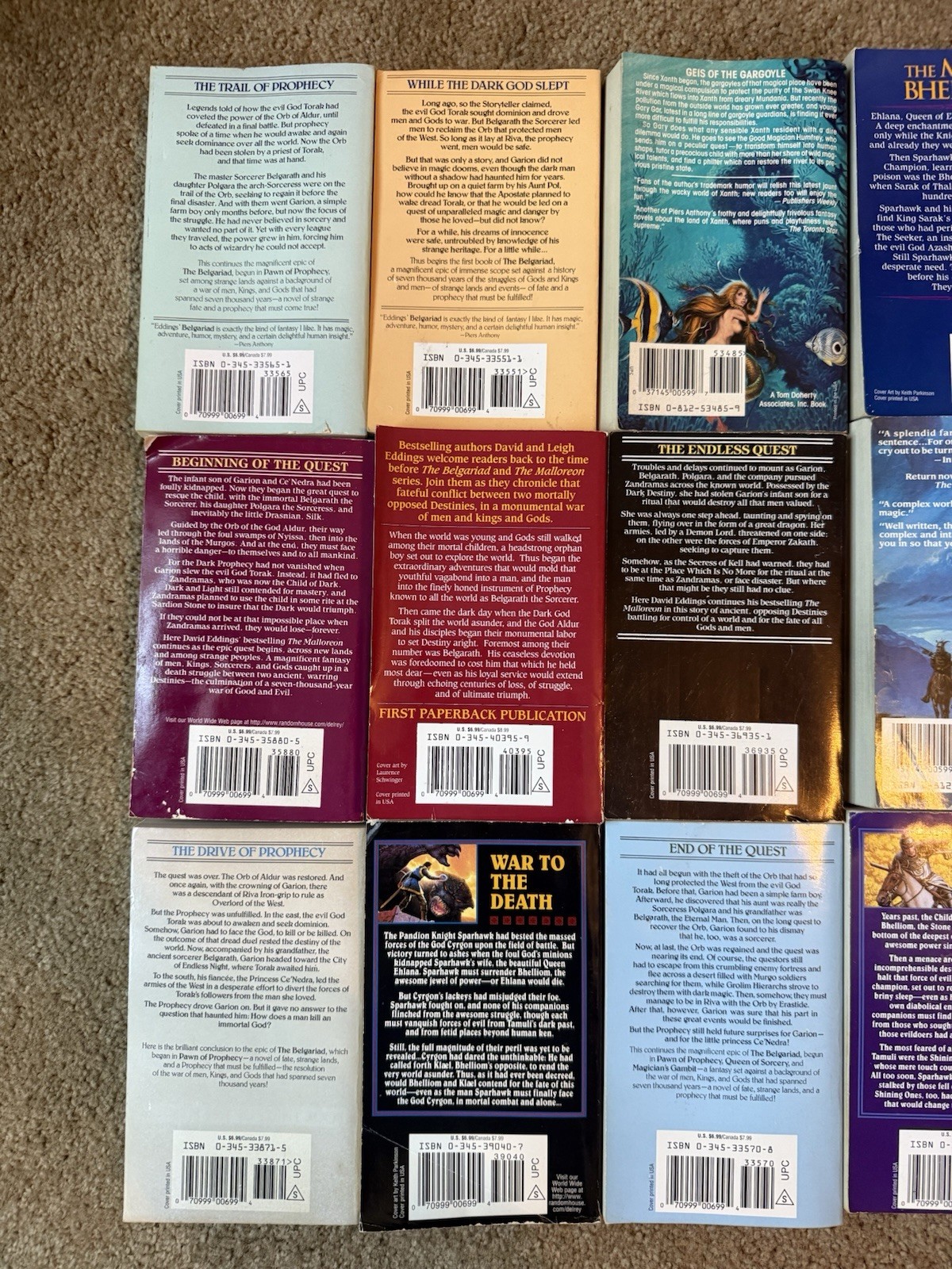 Lot of 15 Fantasy Tor Del Rey Vintage Paperback Books David Eddings 80’s 90’s