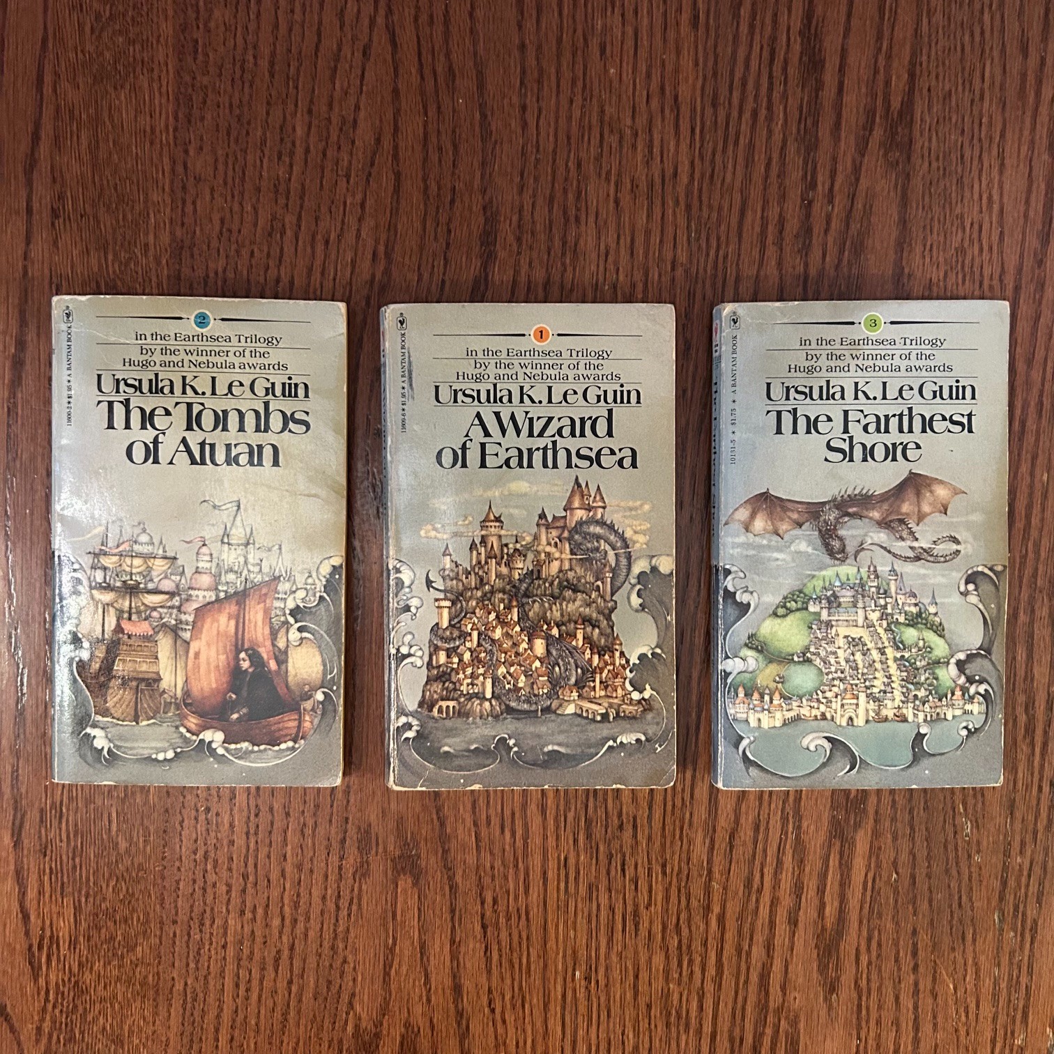 The Earthsea Trilogy by Ursula K Le Guin Paperback Books Bantam Editions 1970s