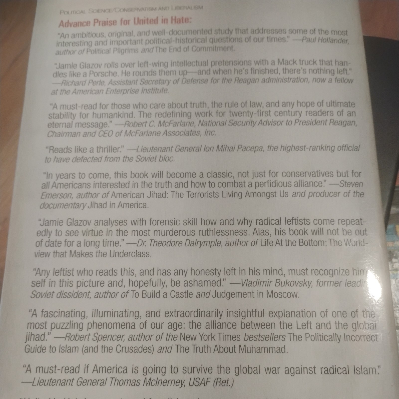 United in Hate : The Left’s Romance with Tyranny and Terror by Jamie Glazov