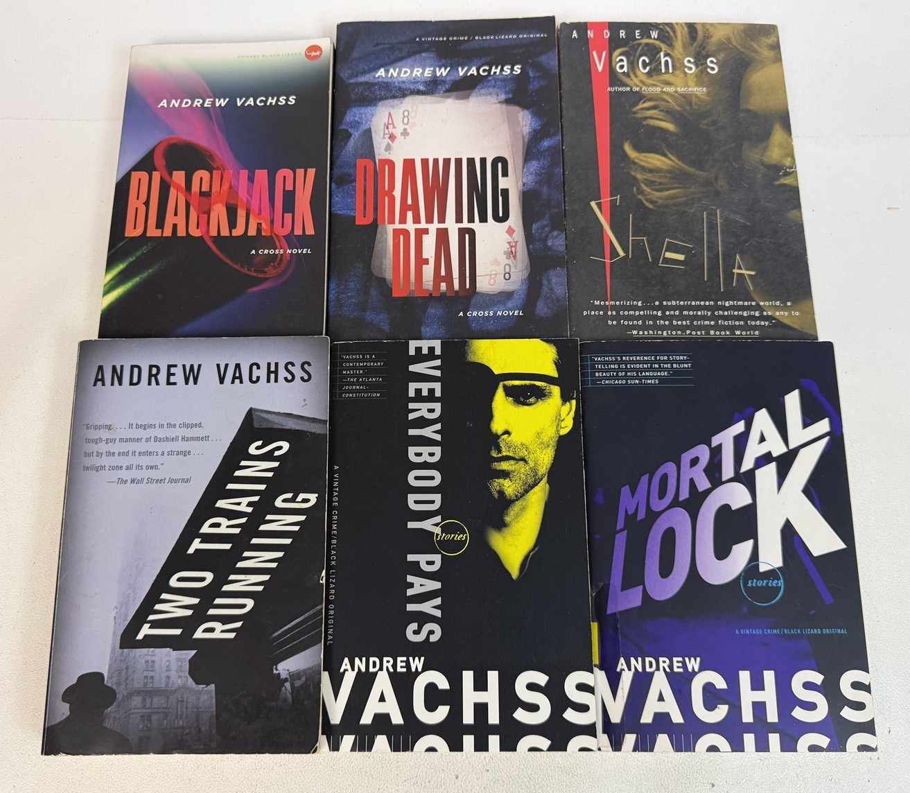 Andrew Vachss Lot 6 Blackjack Drawing Dead Shella Two Trains Running + 2 Story