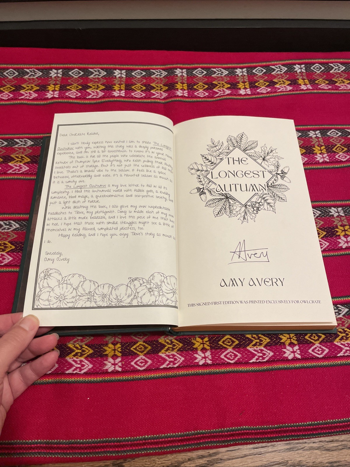The Longest Autumn by Amy Avery HC *Signed 1st edition by Owlcrate