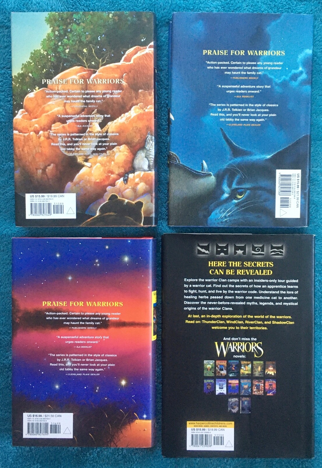 WARRIORS The New Prophecy 4-6 + Field Guide Secrets of the Clans, E. Hunter, HC