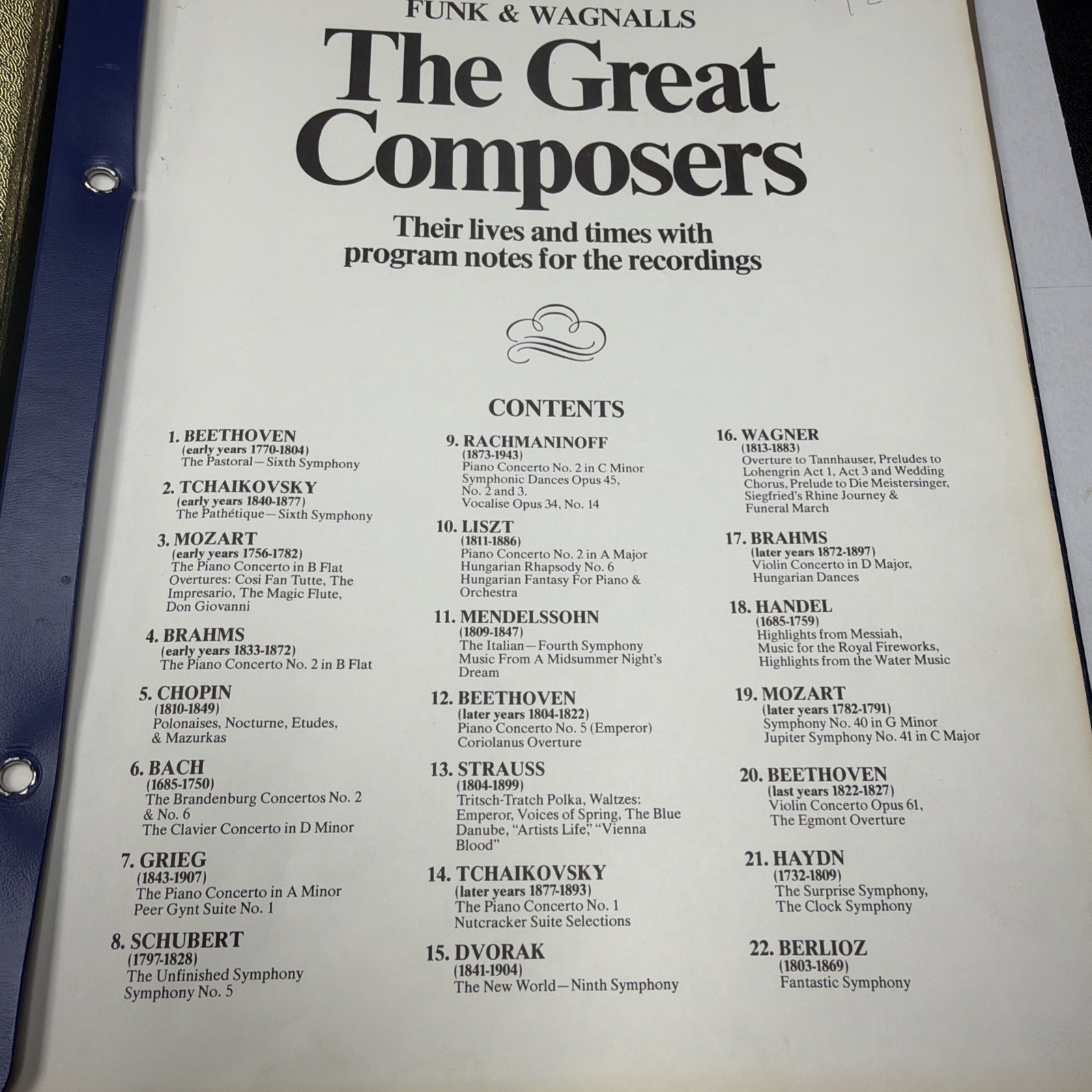VTG 1975 The Great Composers Family Library of Great Music Funk and Wagnalls