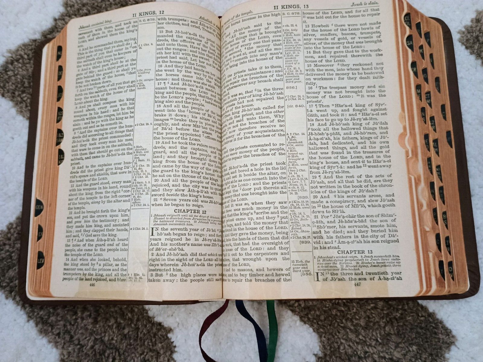 HOLY BIBLE King James KJV National Bible Press Brown THUMB INDEX Words In Red