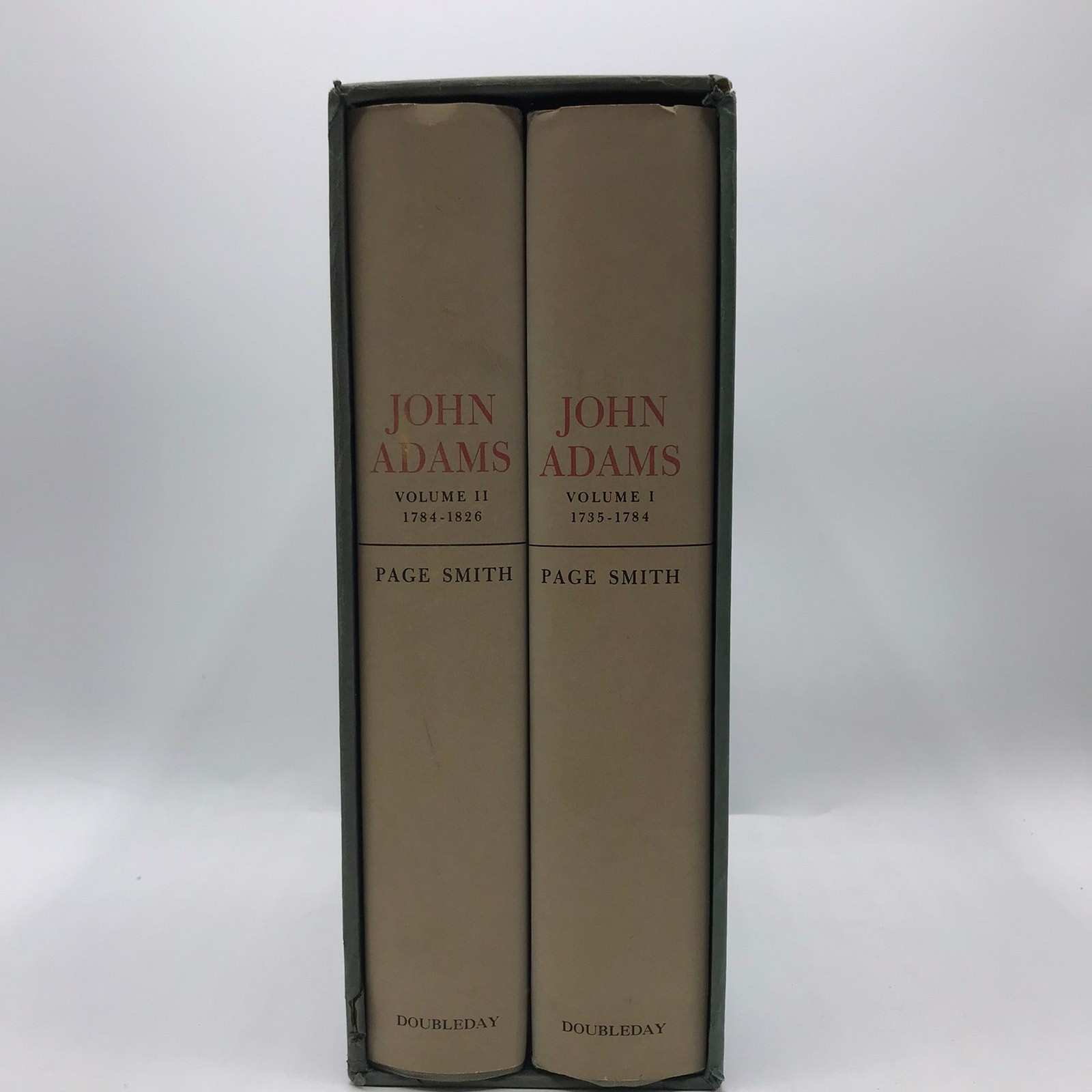 John Adams 2-Book Volume 1 & 2 by Page Smith 1st Edition Dust Jacket w/ Slipcase