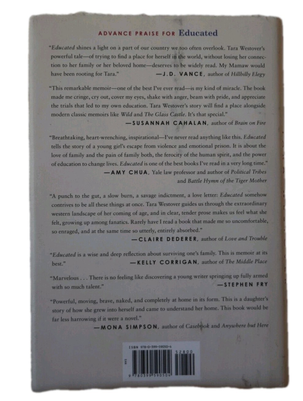 Educated A Memoir Tara Westover Hardcover Book First Edition 2018