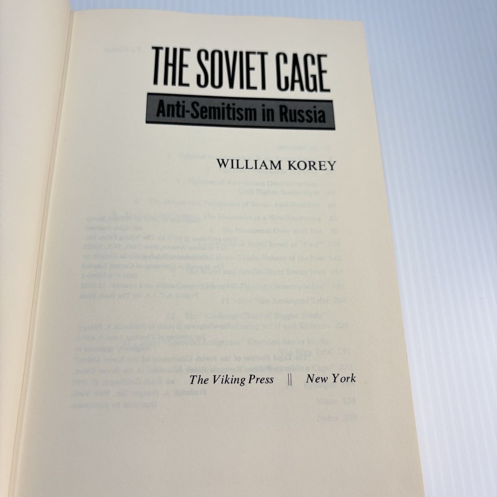 The Soviet Cage: Anti-Semitism in Russia by William Korey, 1973, 1st Ed., HC DJ