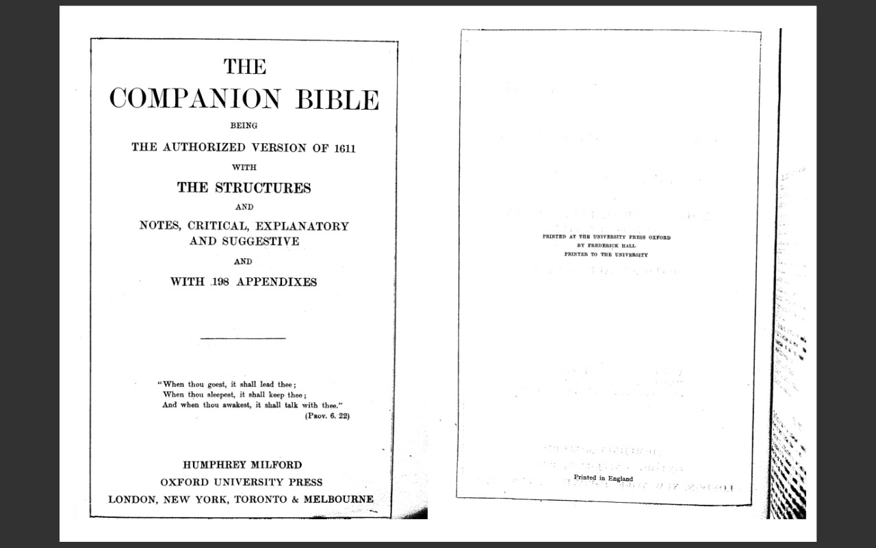 THE COMPANION BIBLE – E W Bullinger- Christian Scripture Commentary Study on CD