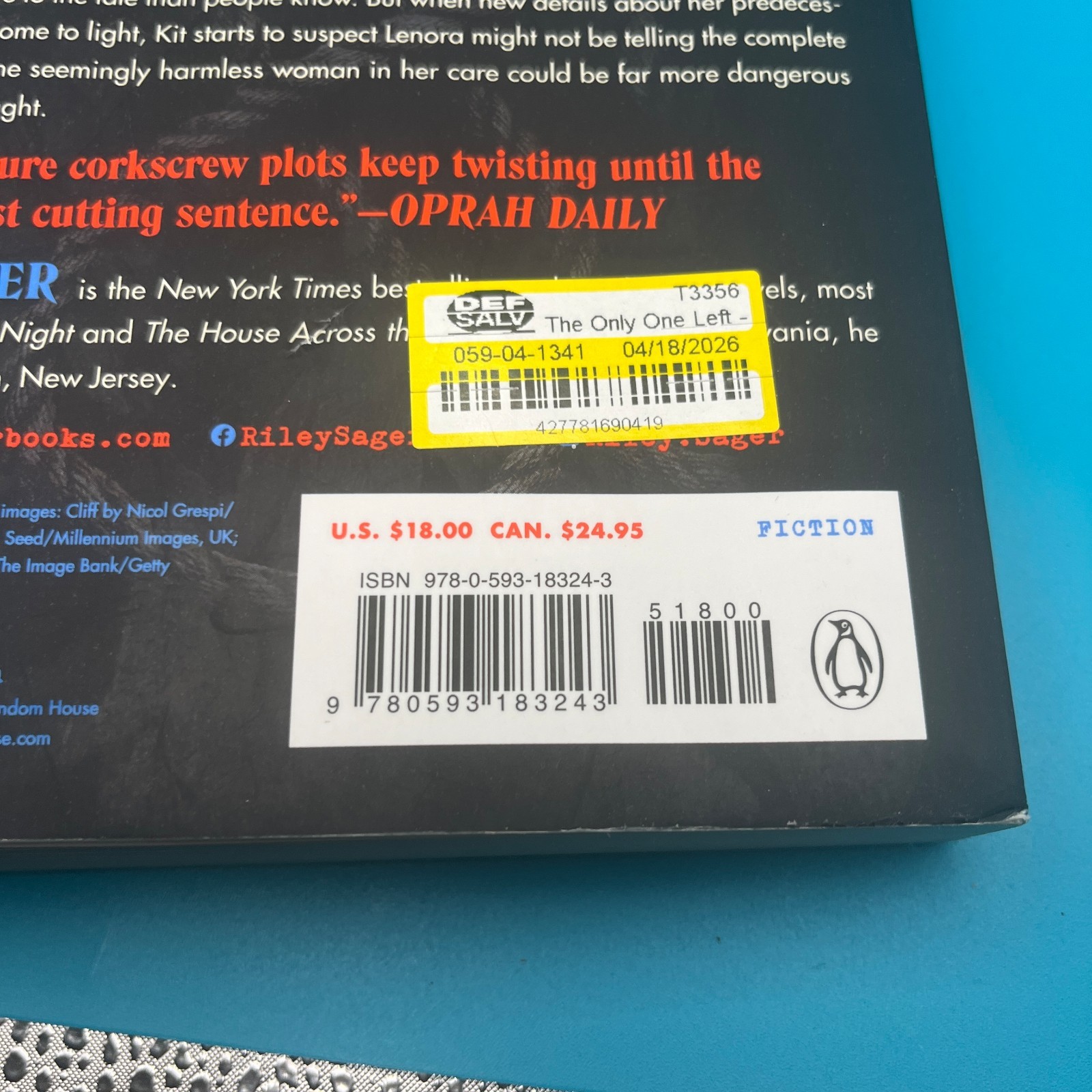 The Only One Left: A Novel – paperback Sager, Riley