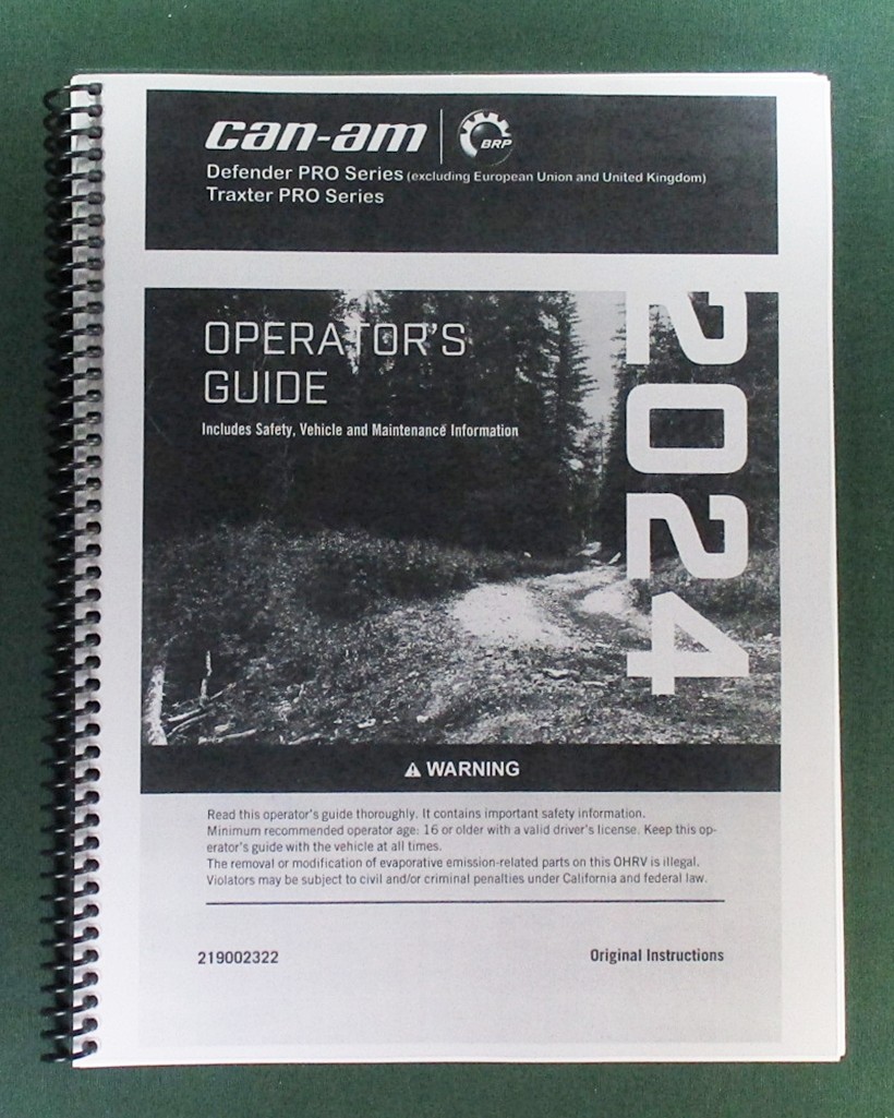 2024 Can-Am Traxter PRO DPS HD10 Owner’s Manual: 244 Pages & Protective Covers