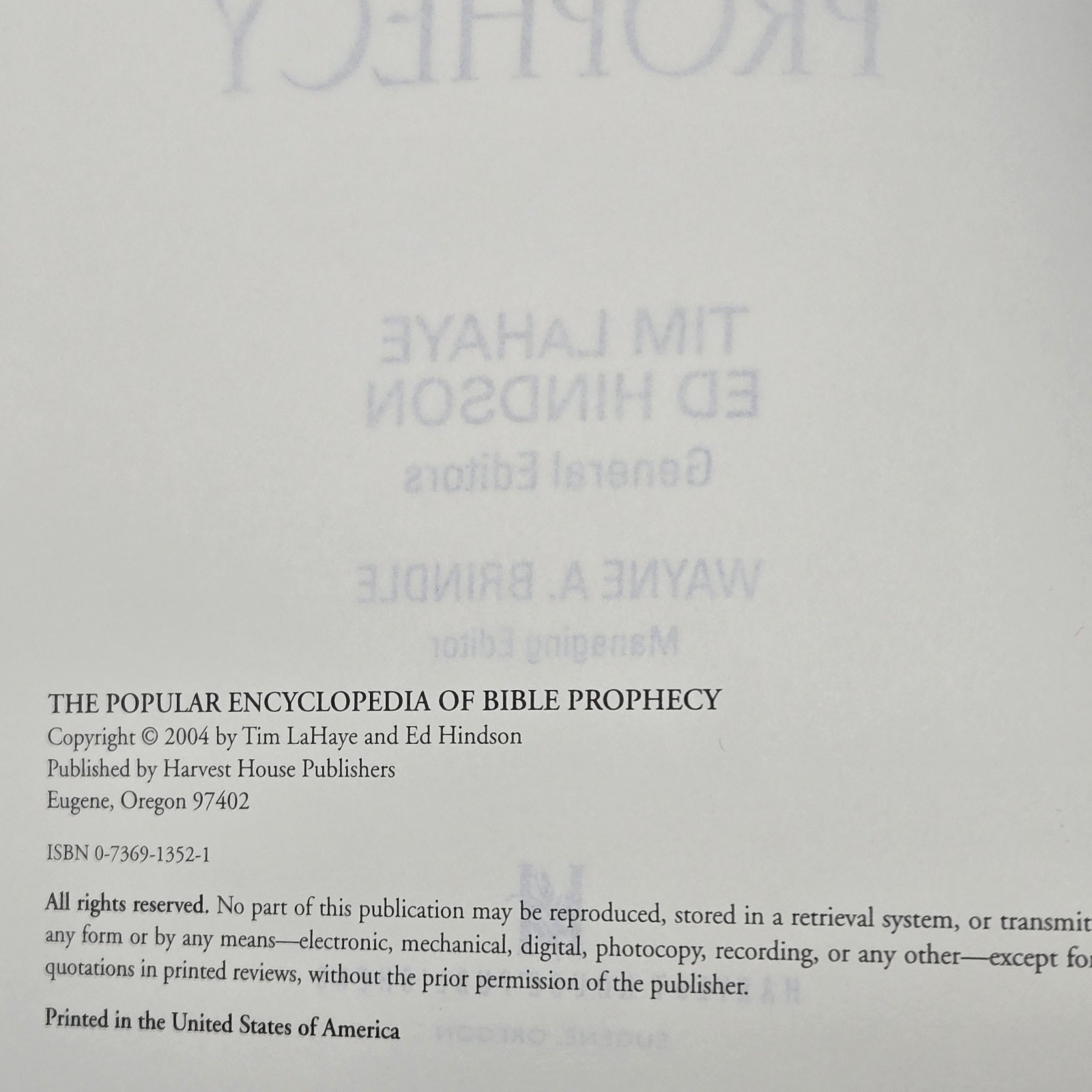 The Popular Encyclopedia of Bible Prophecy Tim LaHaye Ed Hindson Hardcover