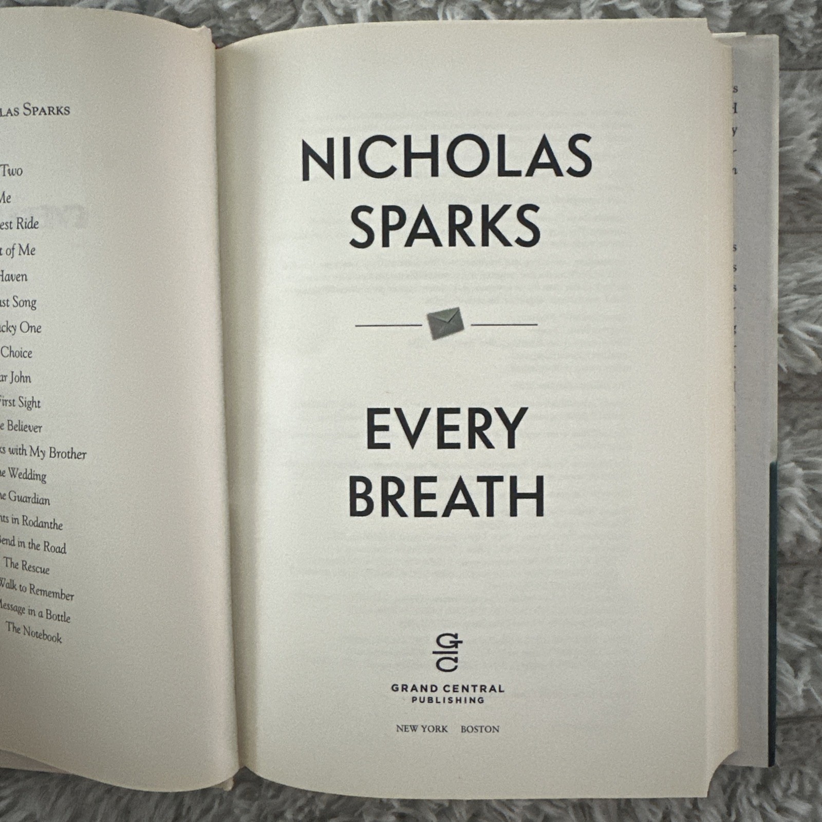 Every Breath Hardcover 2018 Book by Nicholas Sparks: Very Good Condition