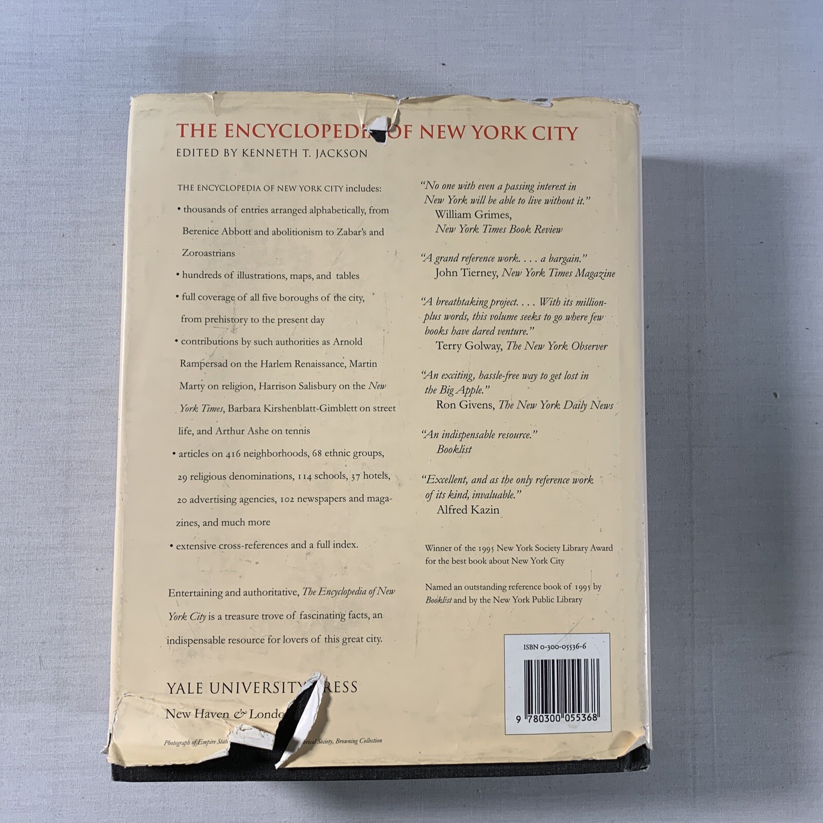 The Encyclopedia of New York City by Kenneth T. Jackson 1995 Hardcover