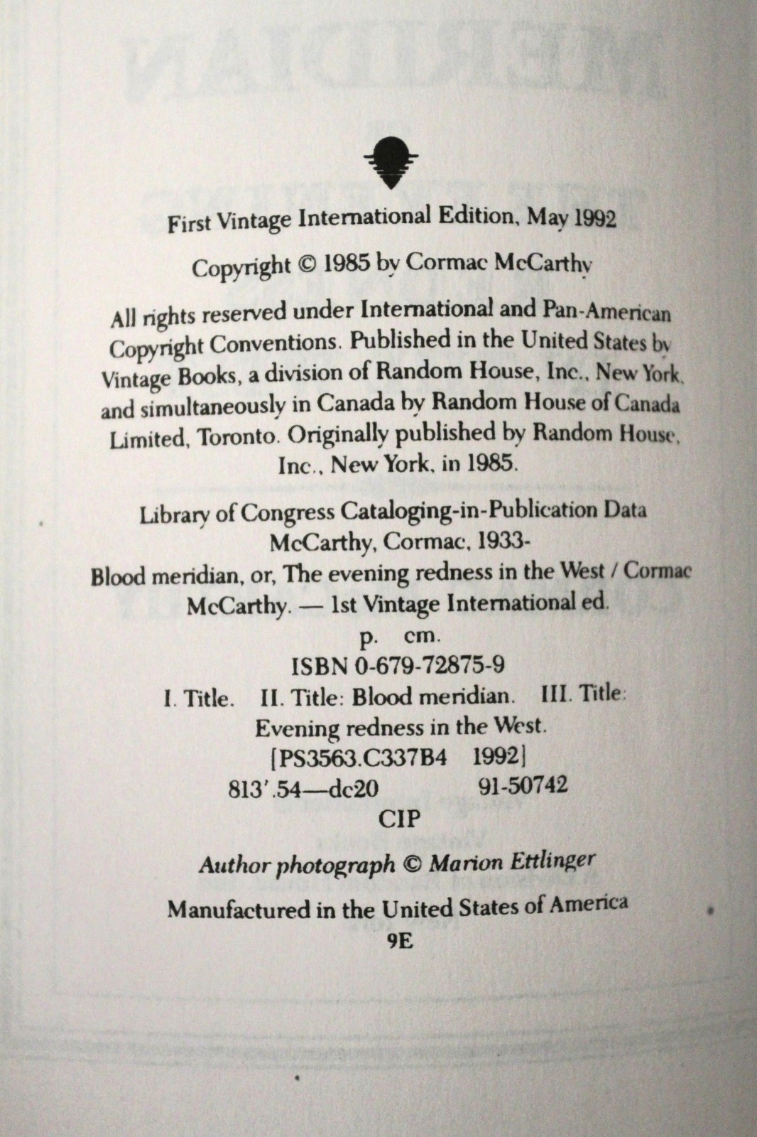 Blood Meridian by Cormac McCarthy (1992, PB, Vintage International)