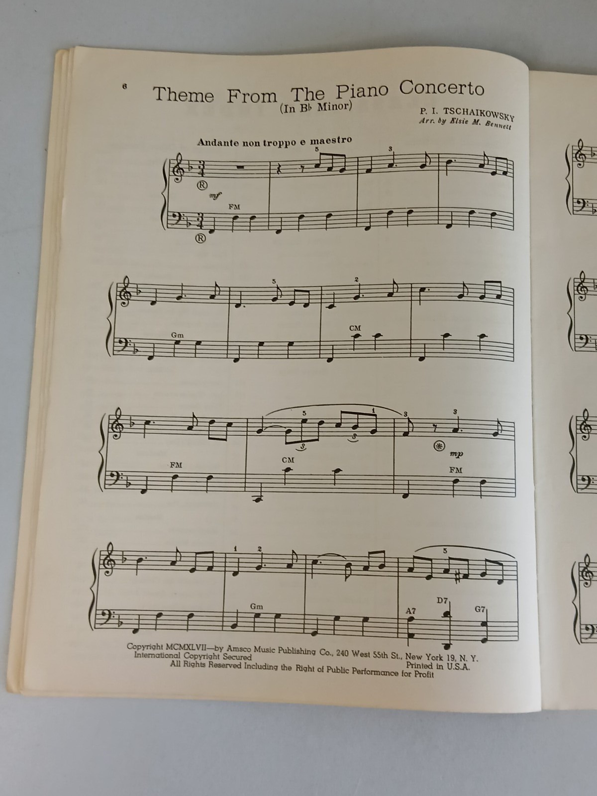 Vintage Sheet Music Book EASY ACCORDION SOLOS (Amsco, 1947) E.M. Bennett ~ Used