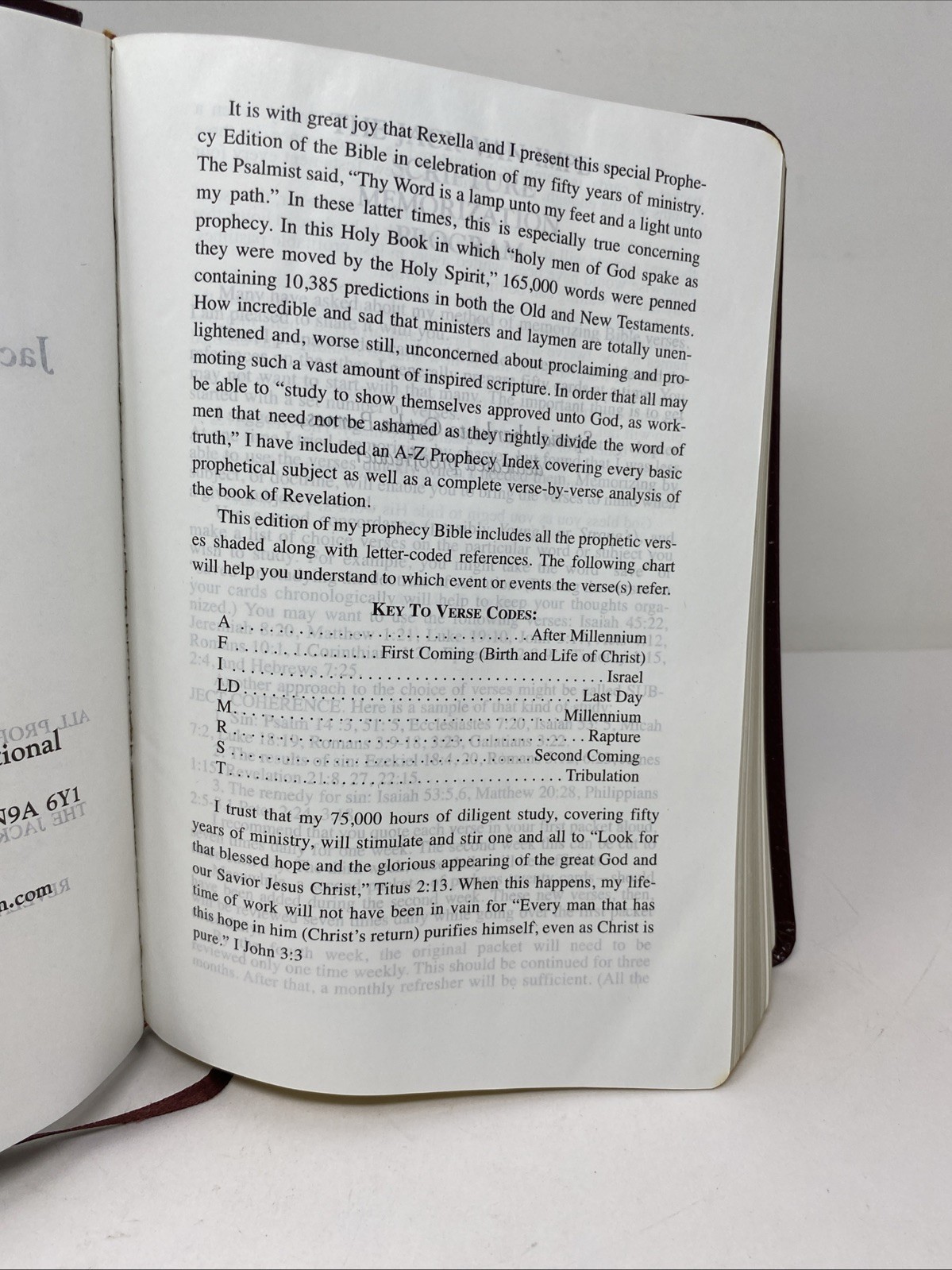 Jack Van Impe Prophecy Bible KJV 1999 Imitation Leather Red Letter Clean Pages